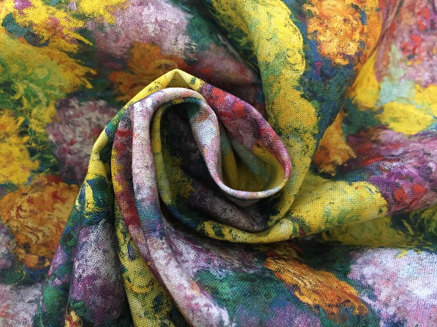 Monets Garden Cotton Broadcloth Digital Print1