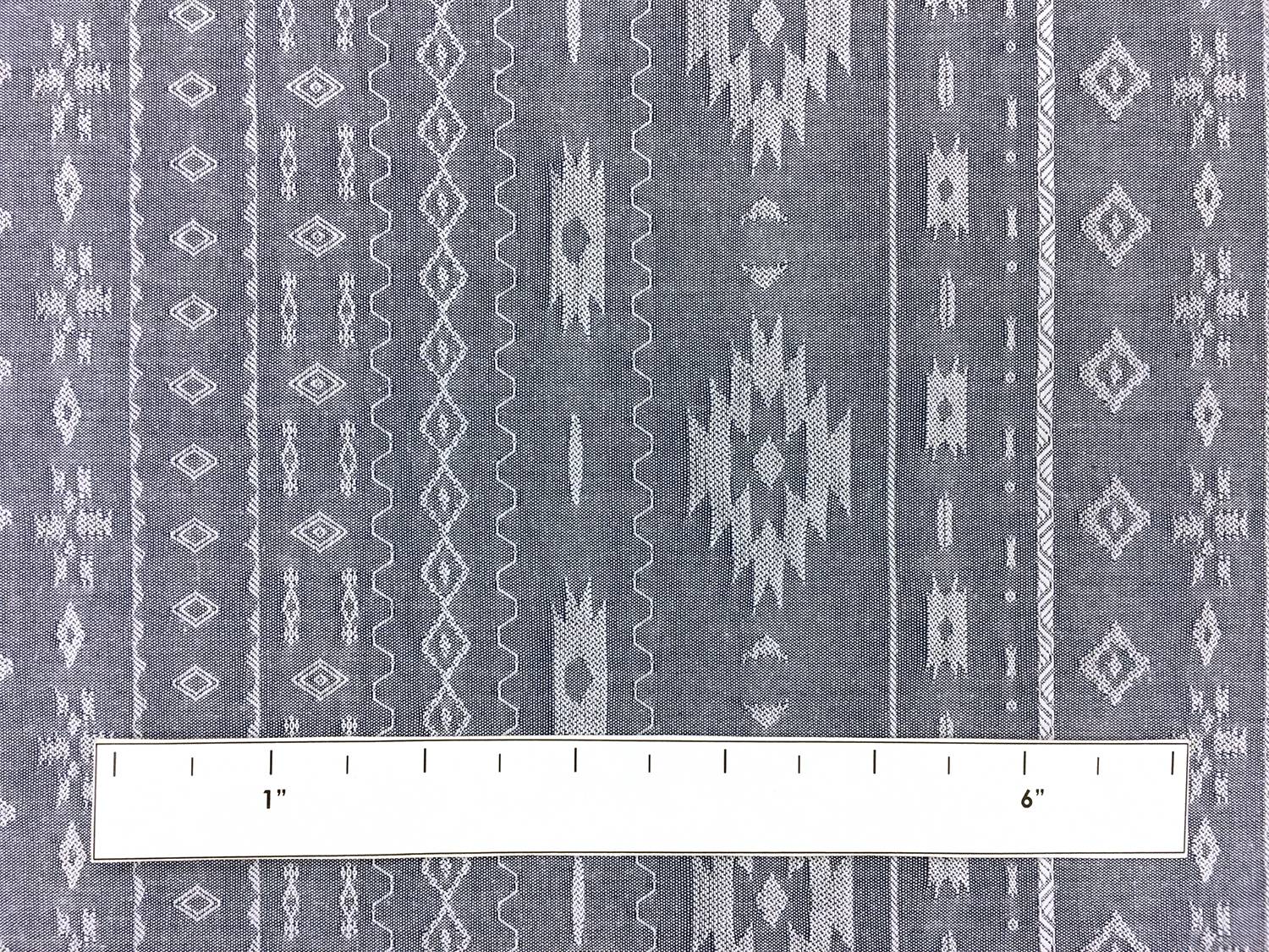 Cotton Chambray Jacquard With Navajo Pattern In Indigo1