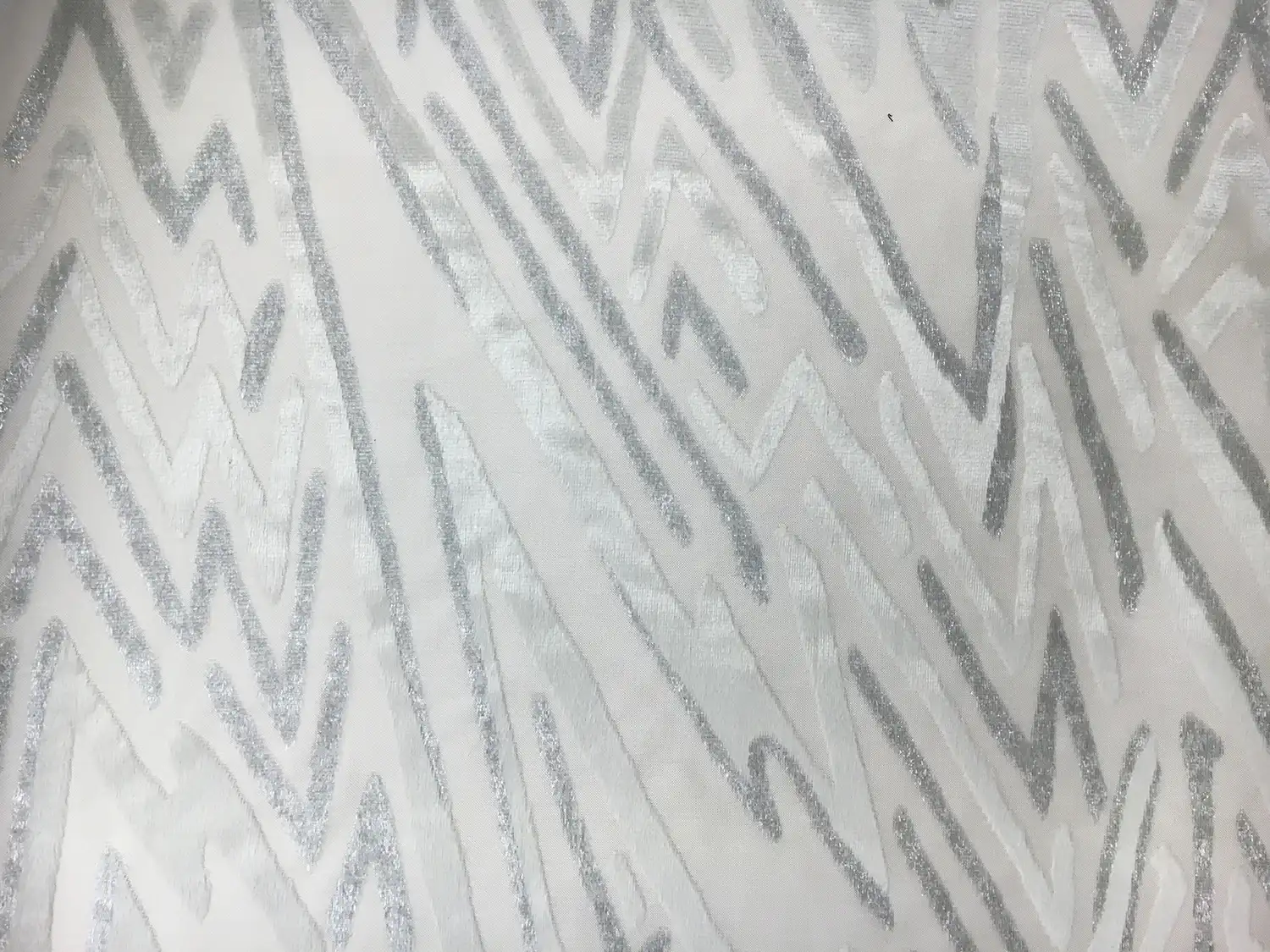 Gray Silk and Lurex Burnout Velvet with Zig Zags0