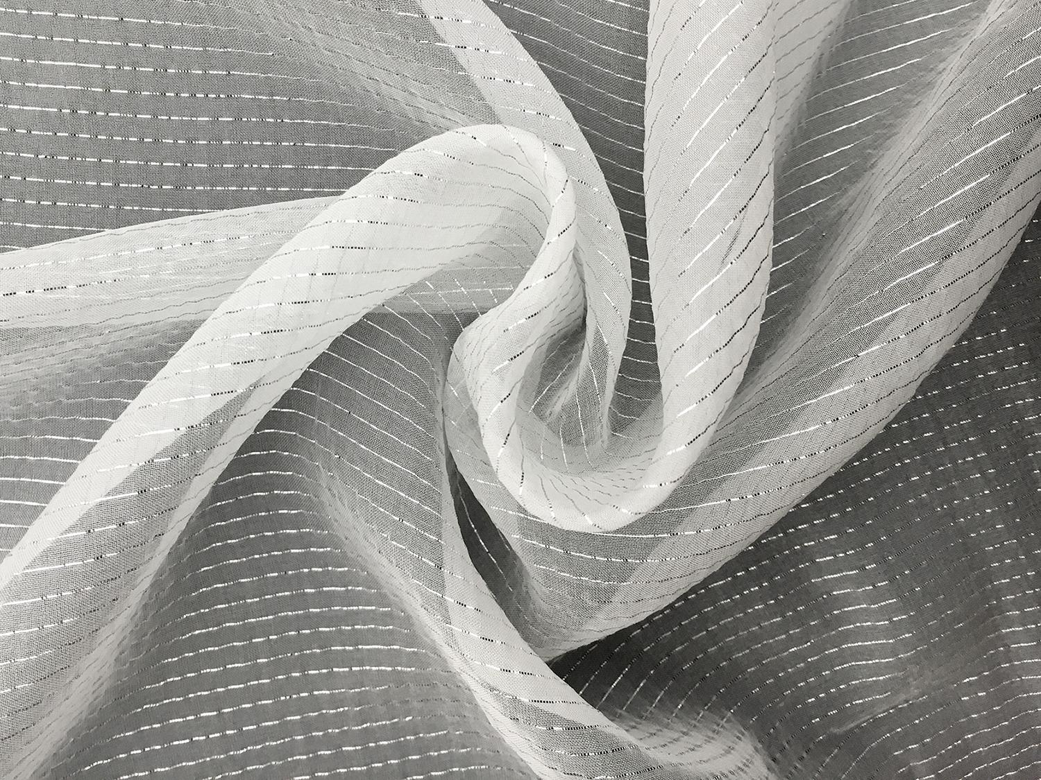 Silver Metallic Striped Silk Chiffon0