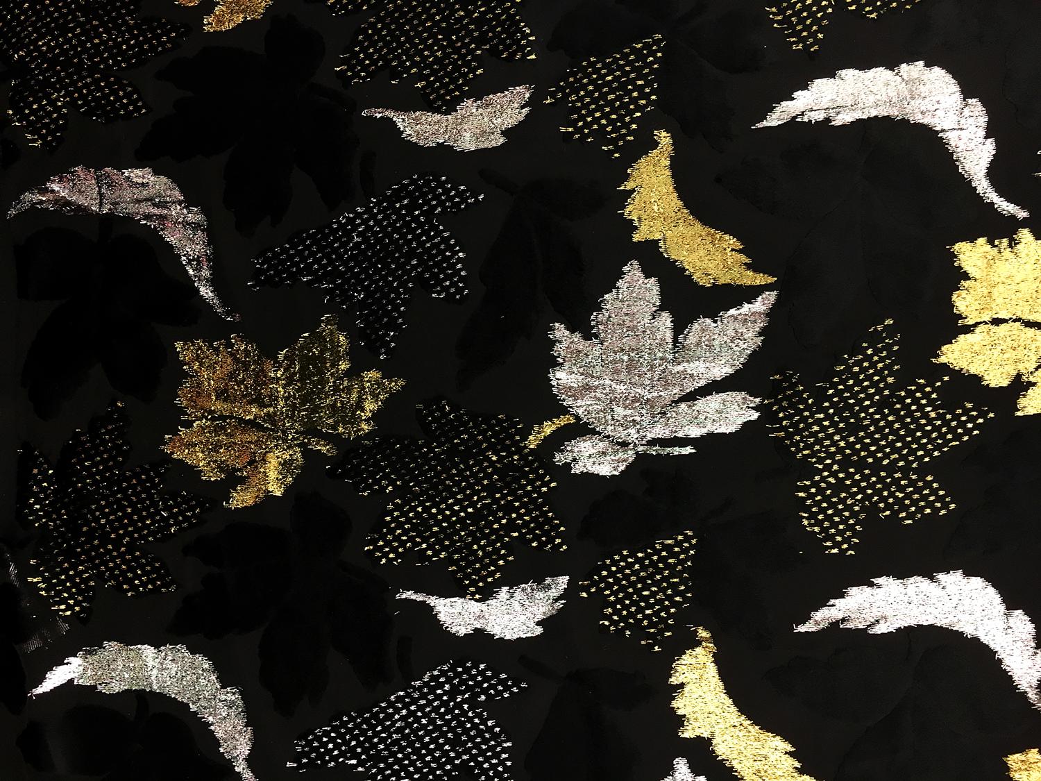 Silk Lurex Burnout Velvet with Leaves Motif0