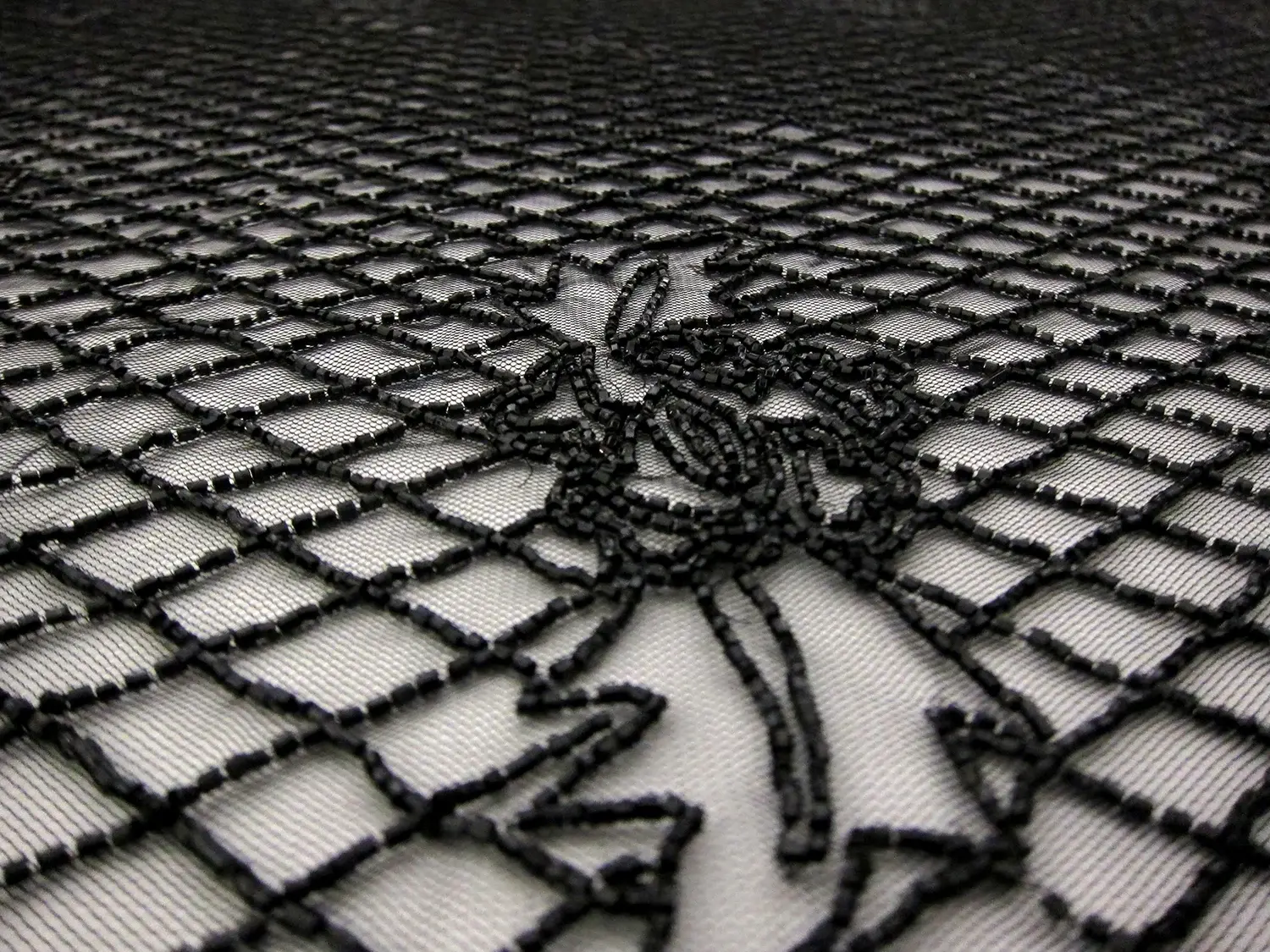 Novelty Beaded Tulle with Bugle Beads3