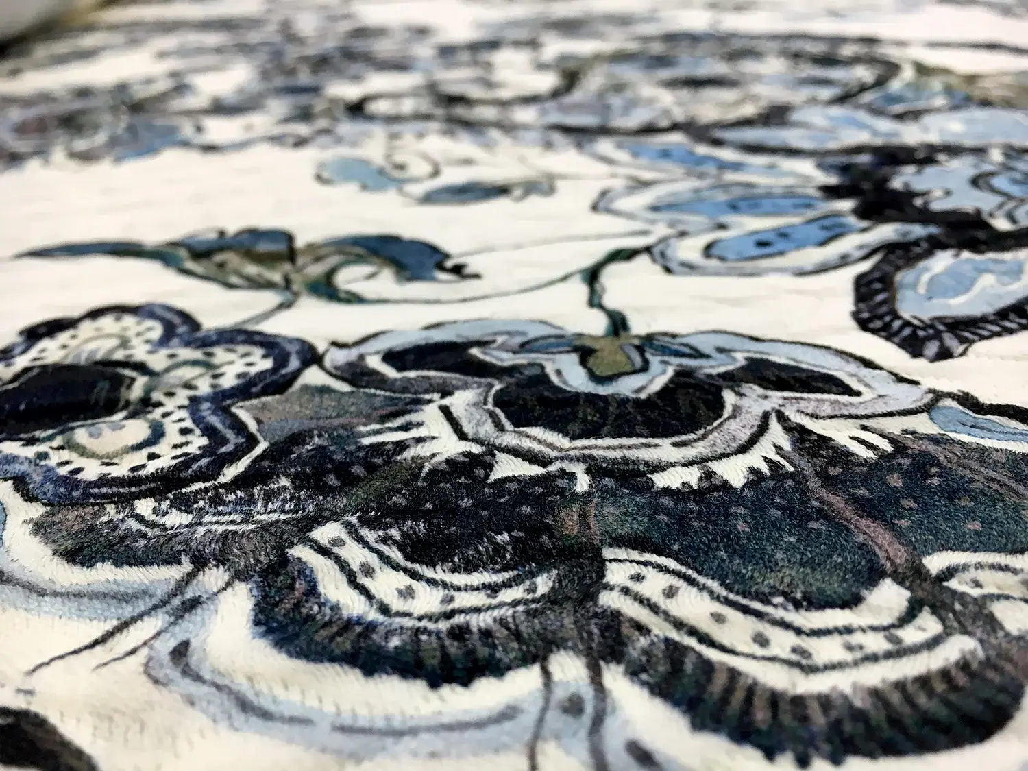 Nylon and Silk Blend Textured and Printed Brocade2