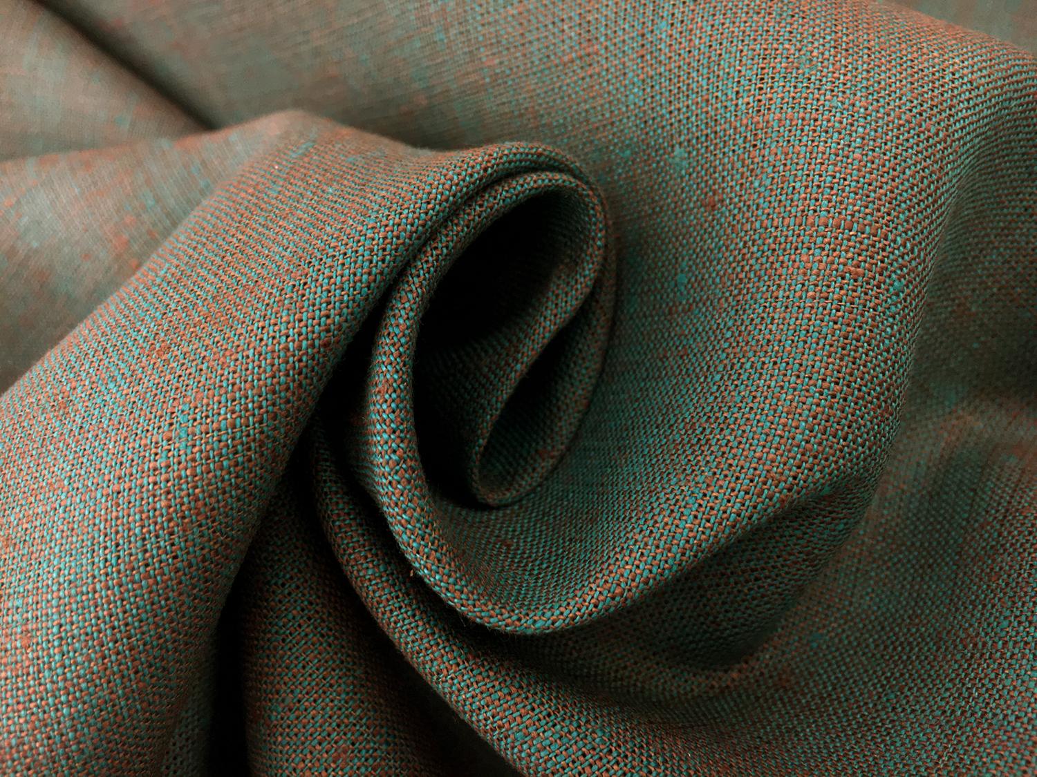 Two Toned Lightweight Linen in Turquoise Burnt Orange1