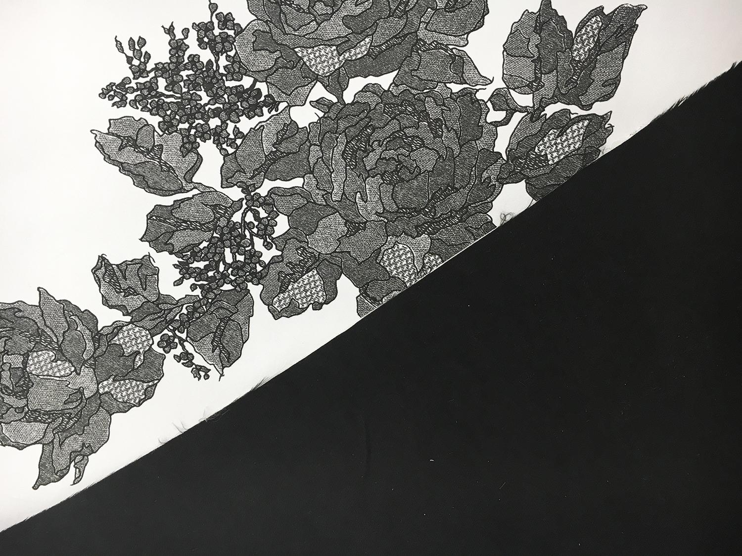 Polyester Silk Blend Double Face Appliqued Zibelline0