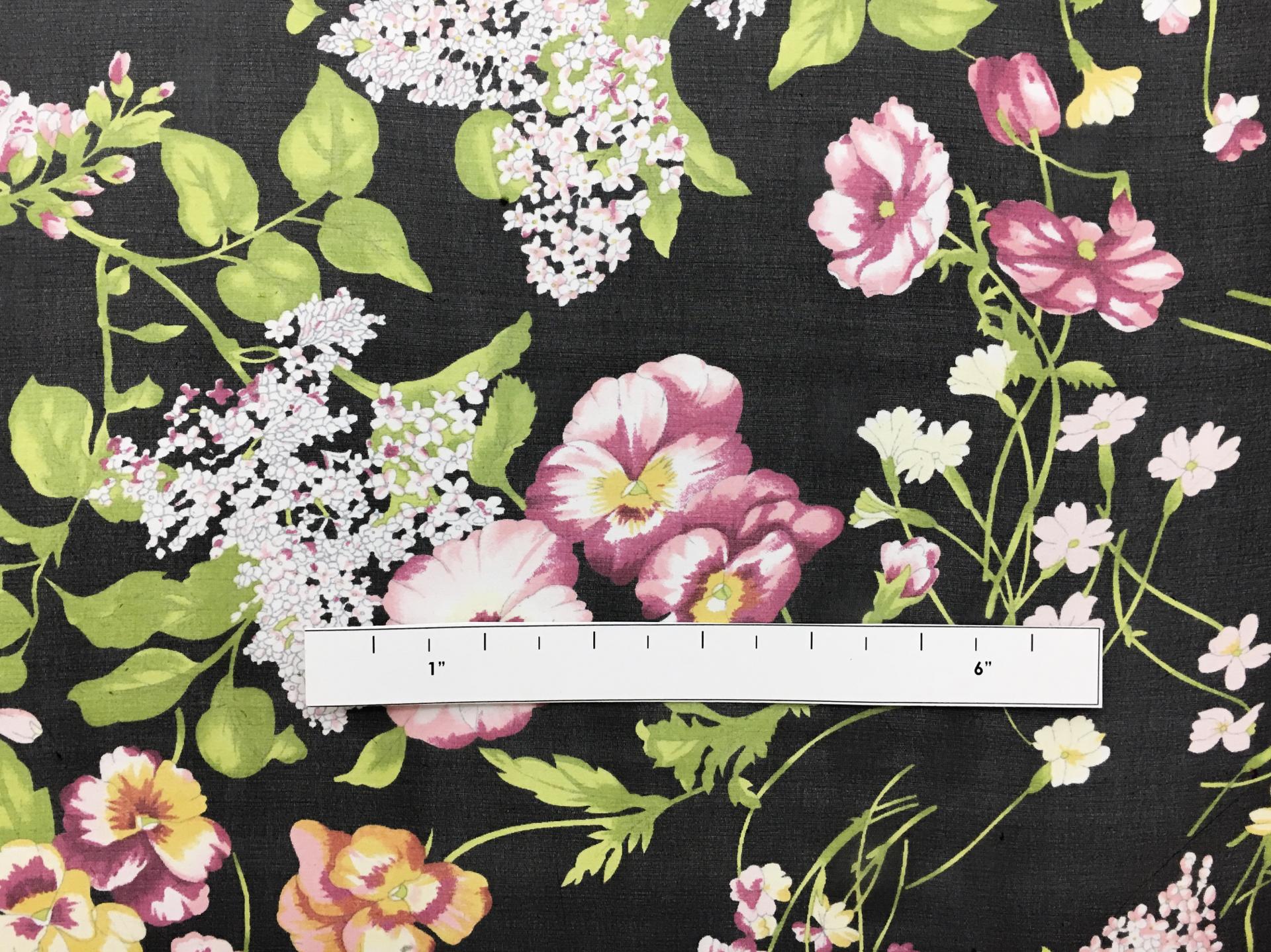 Printed Silk Chiffon with Florals in Black1