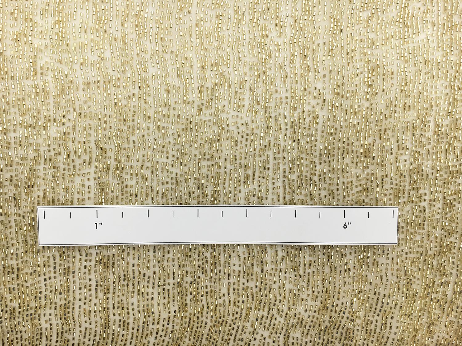 Micro Bugle Beads on Organza in Gold1