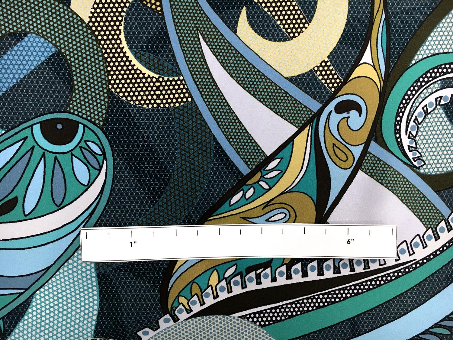 Printed Silk Charmeuse with Large Print Swirl Border1