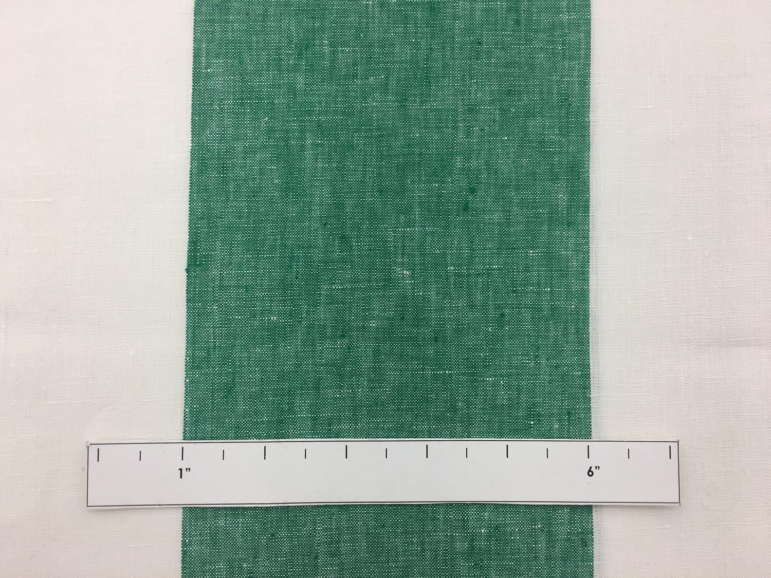 Linen Wide Stripe in Ivory and Green1