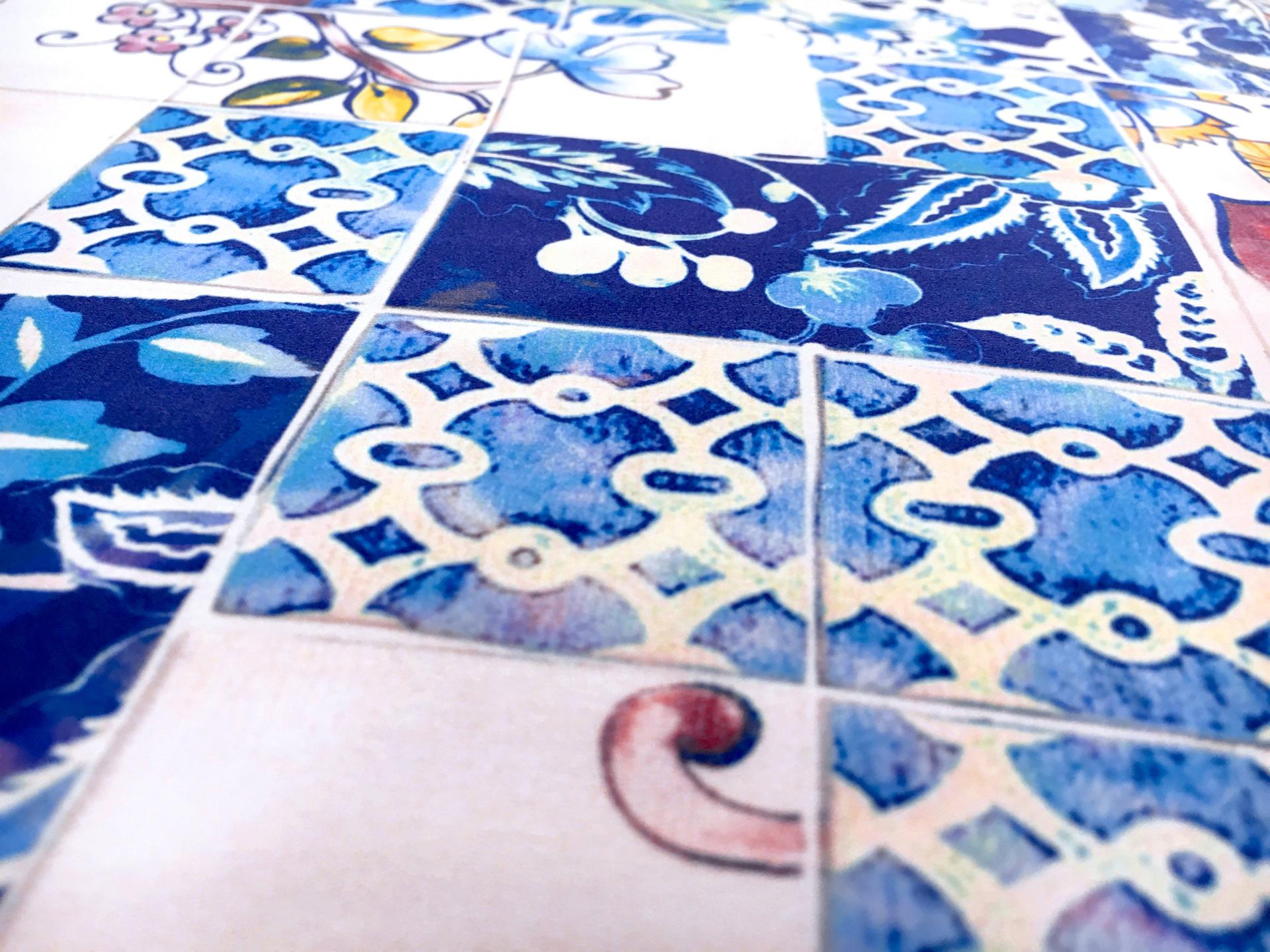 Printed Silk Charmeuse with Ornate Italian Tile Patterns2