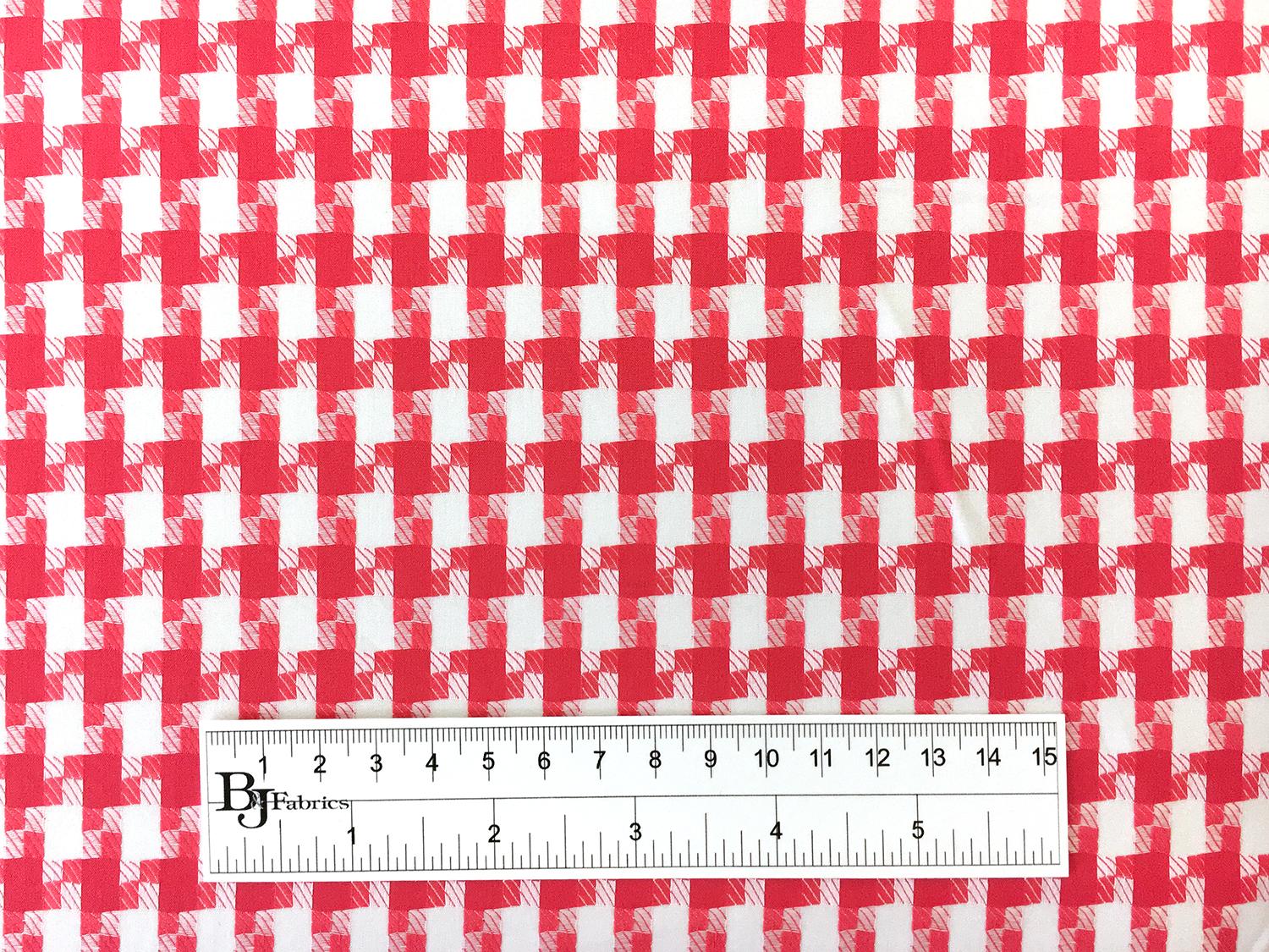 Italian Cotton Houndstooth Shirting in Vermilion3