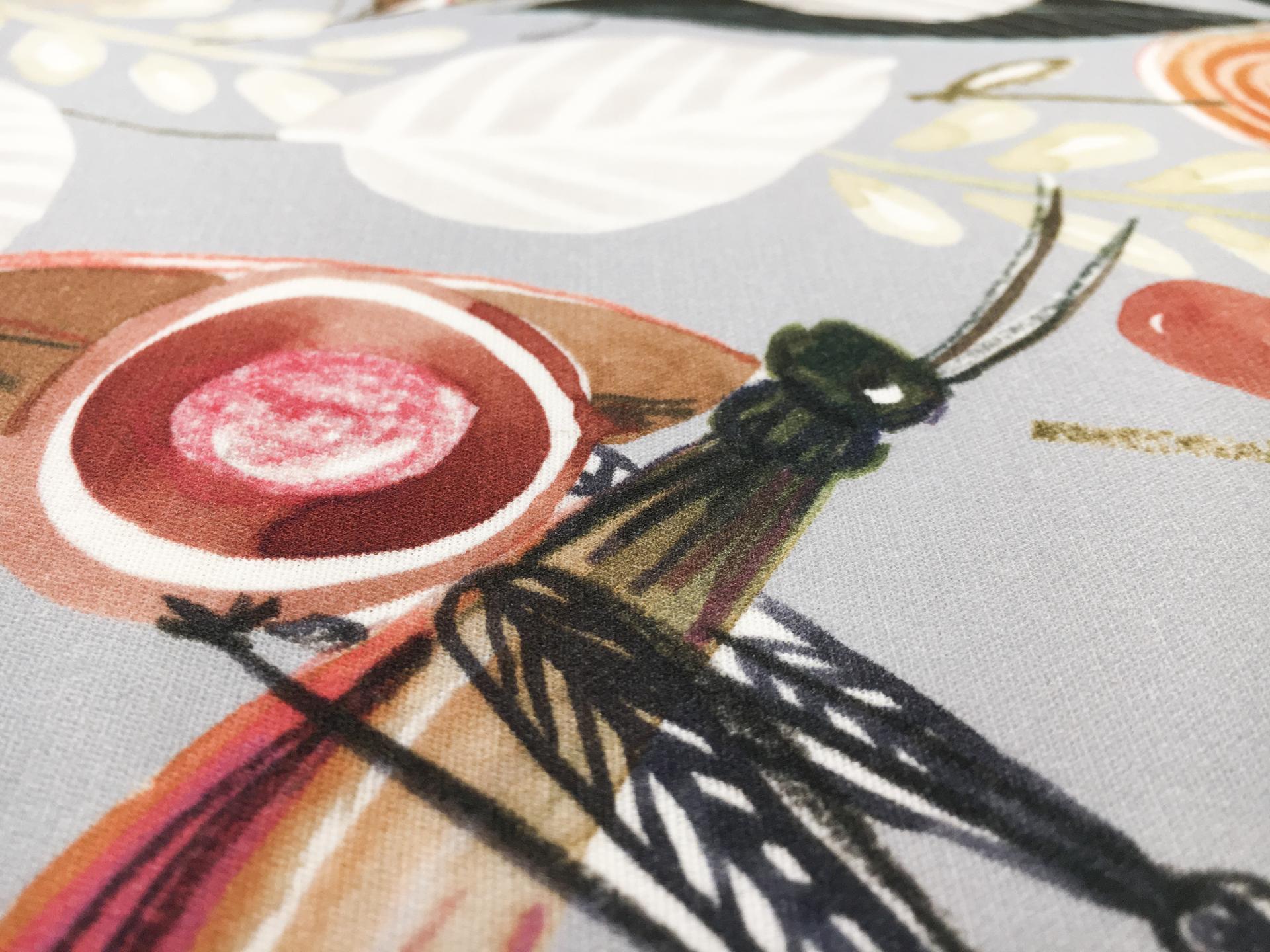 Printed Silk 6Ply Crepe with Forest Wildlife Illustrations 2