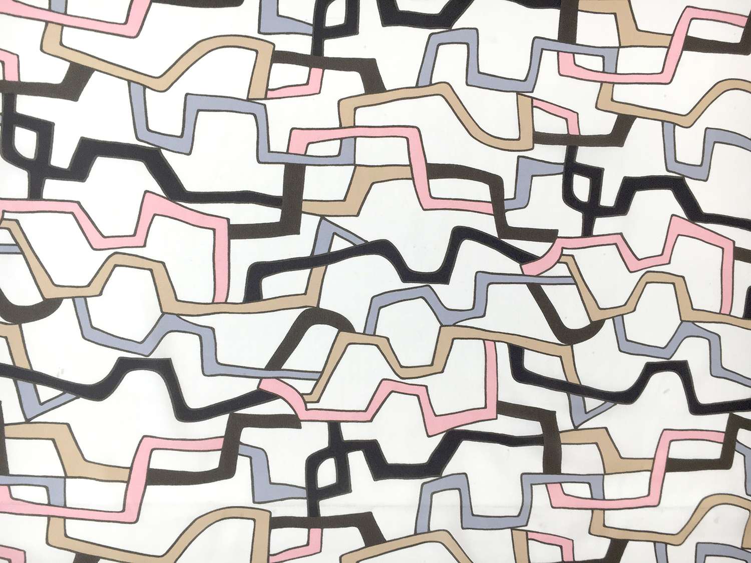 Printed Silk Crepe de Chine with Geometric Chains