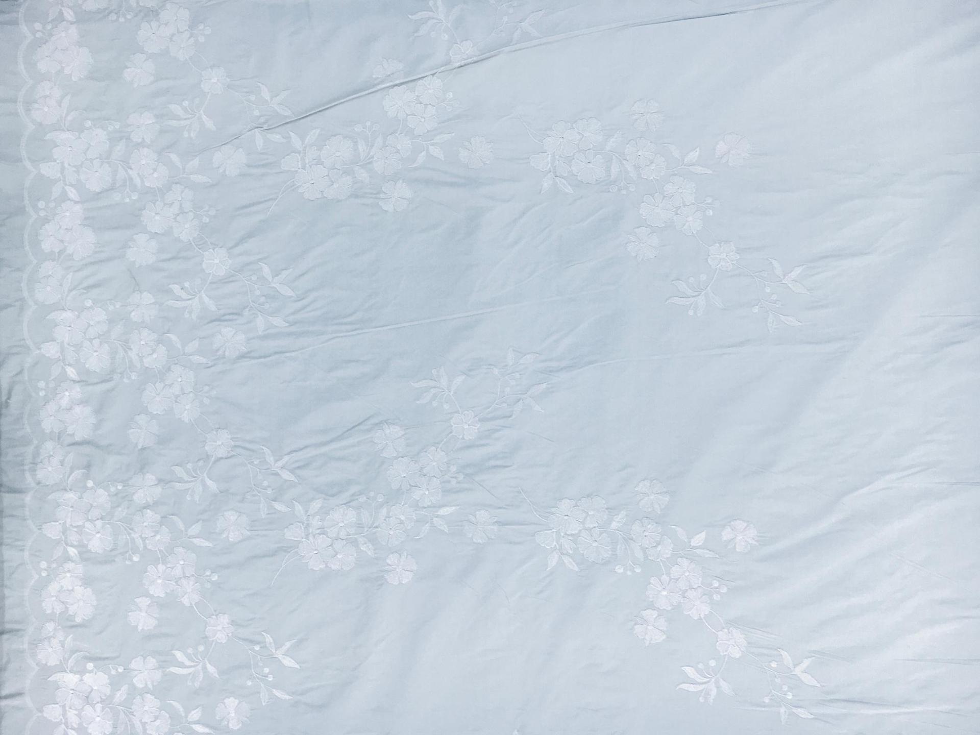Silk Taffeta with an Embroidered Scallop and Floral Degradé0