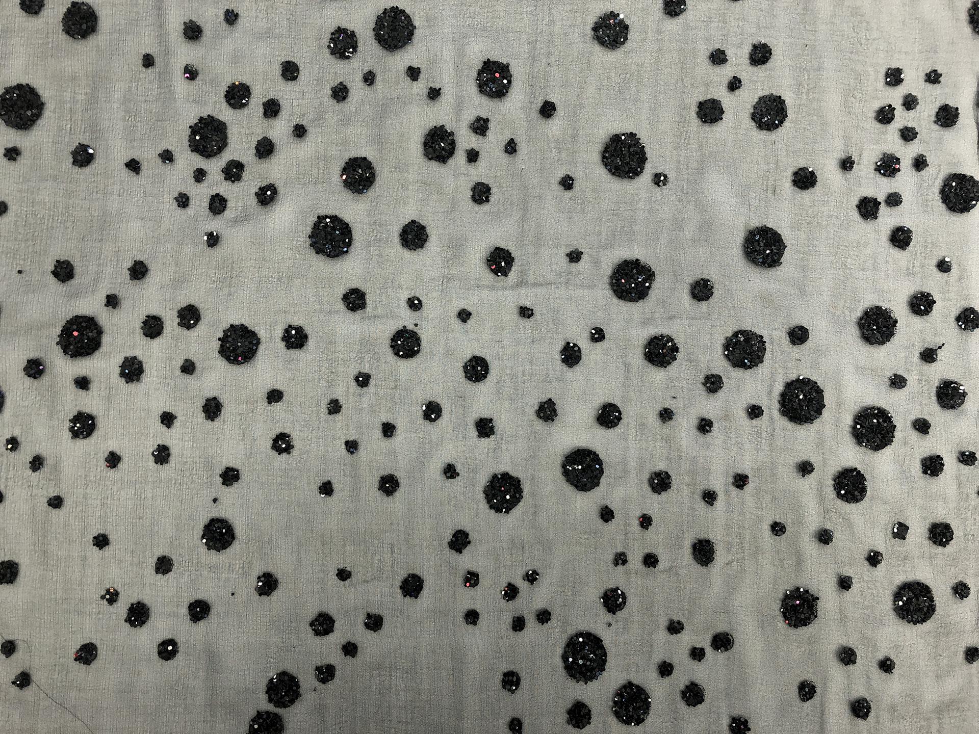 Flocked Glitter on Black Silk Chiffon0