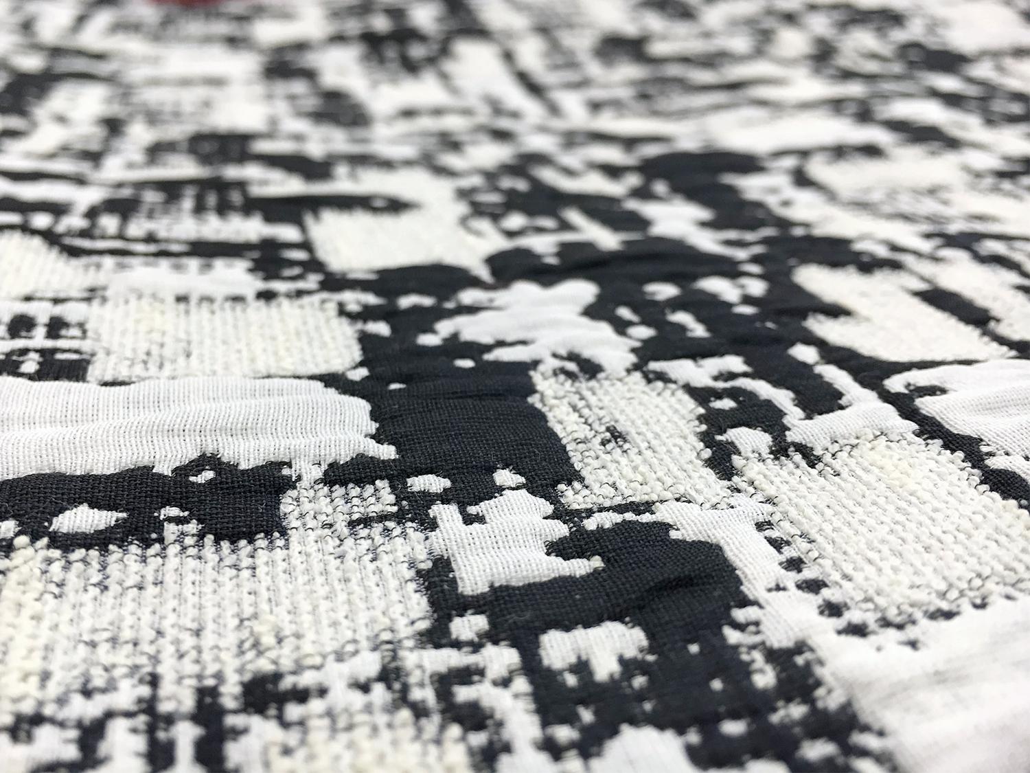 Abstract Geometric Brocade in Midnight Navy