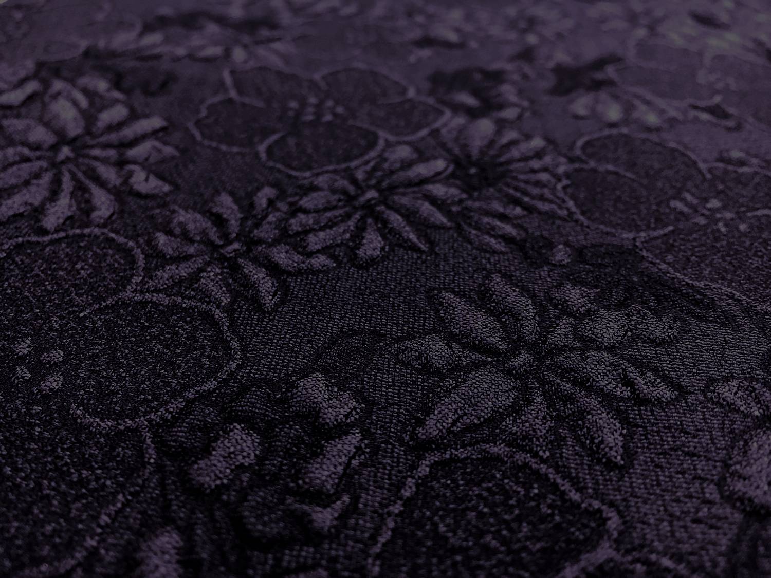Metallic Organza Cloqué with Hibiscus and Daisies in Dark Eggplant2