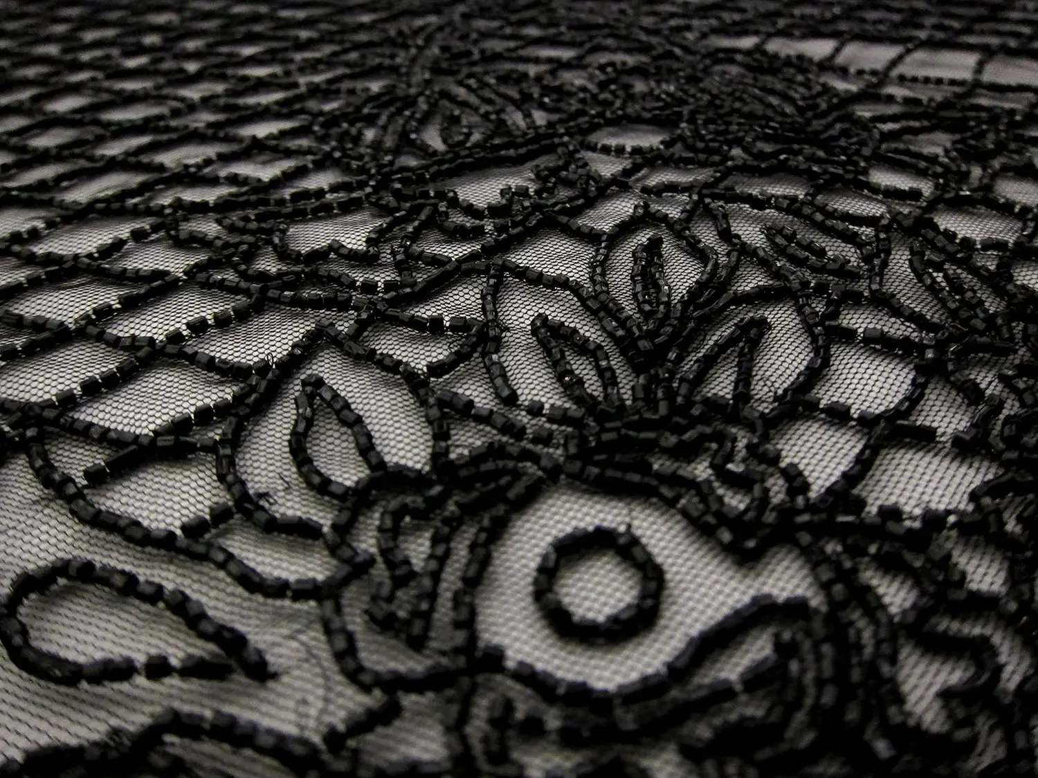 Novelty Beaded Tulle with Bugle Beads4