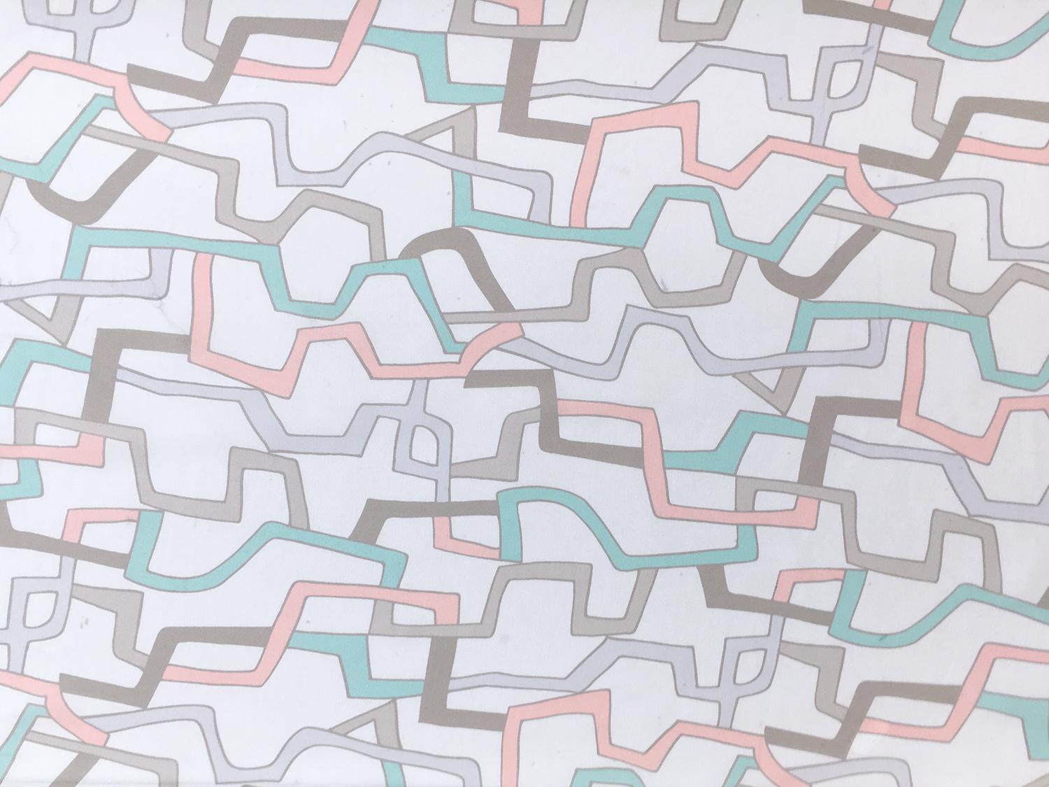 Printed Silk Crepe de Chine with Geometric Chains0