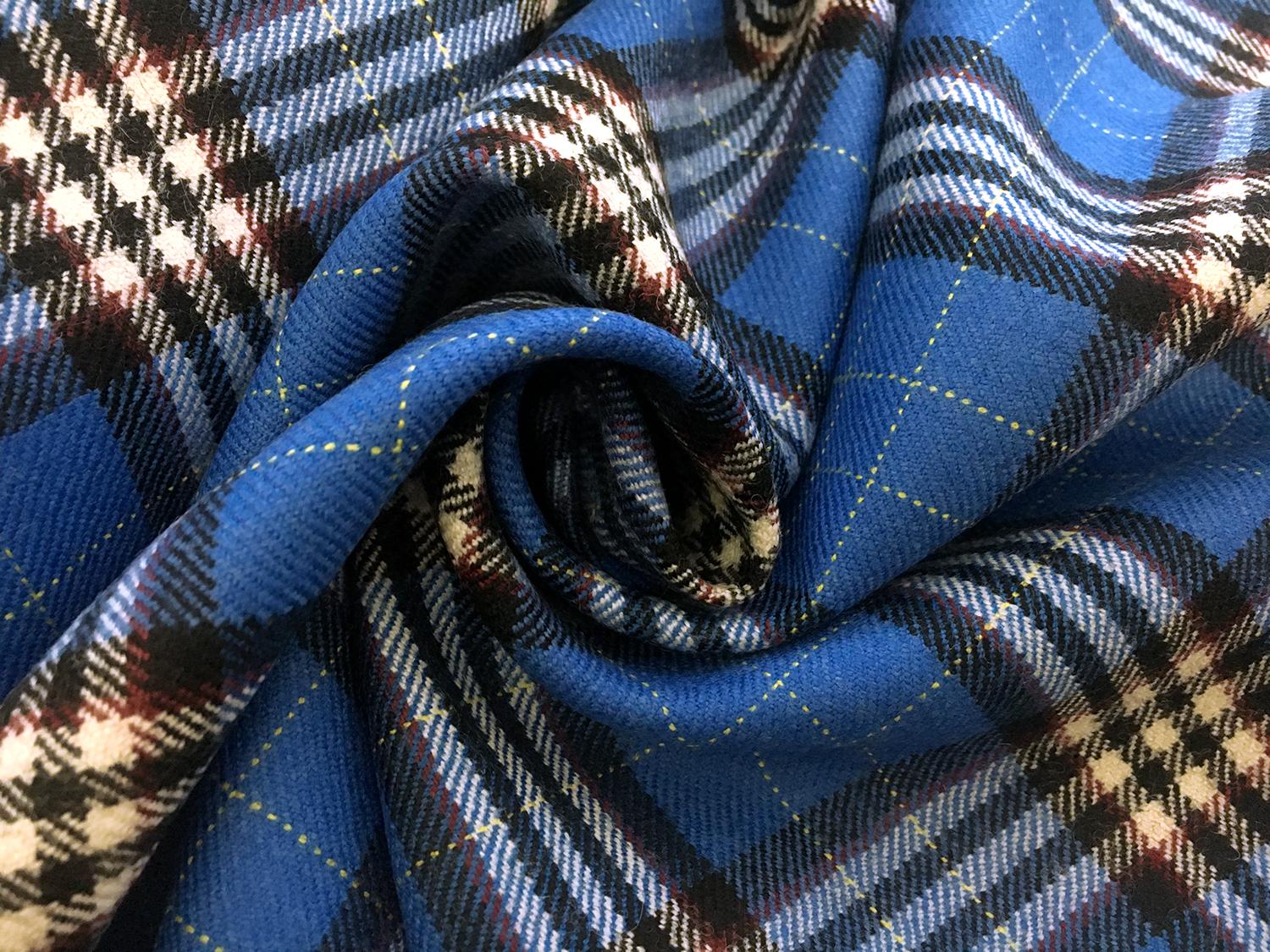Italian Virgin Wool Tartan Plaid in Bluette1
