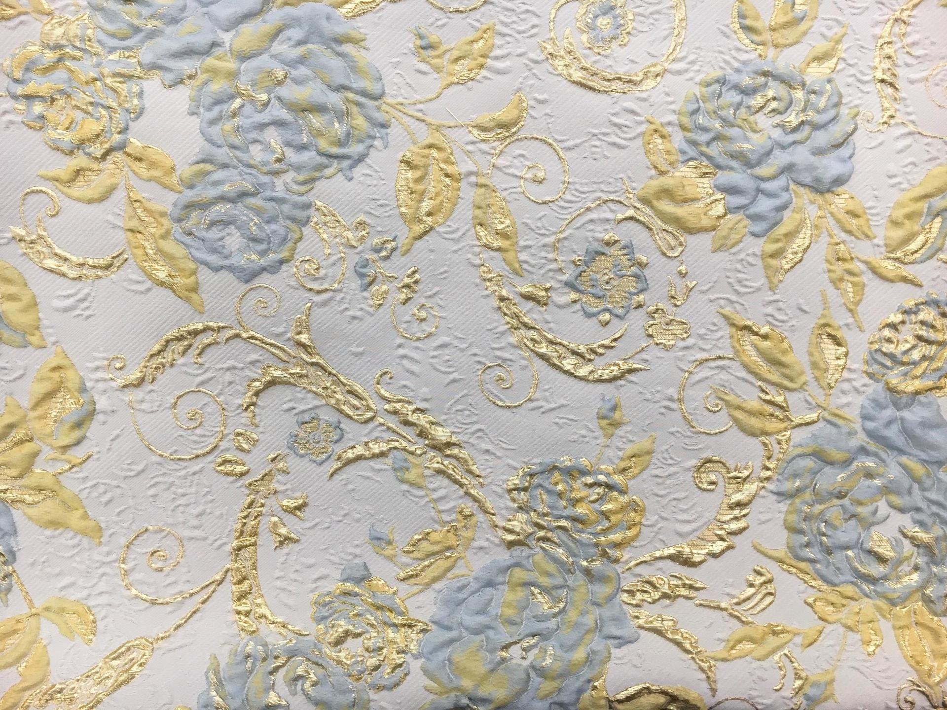Silk Blend Matelassé with Flowers and Swirls0
