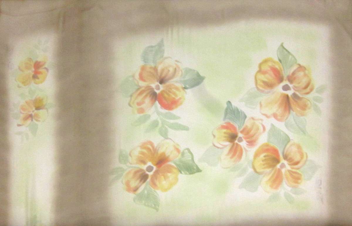 Hand Painted Silk Chiffon0