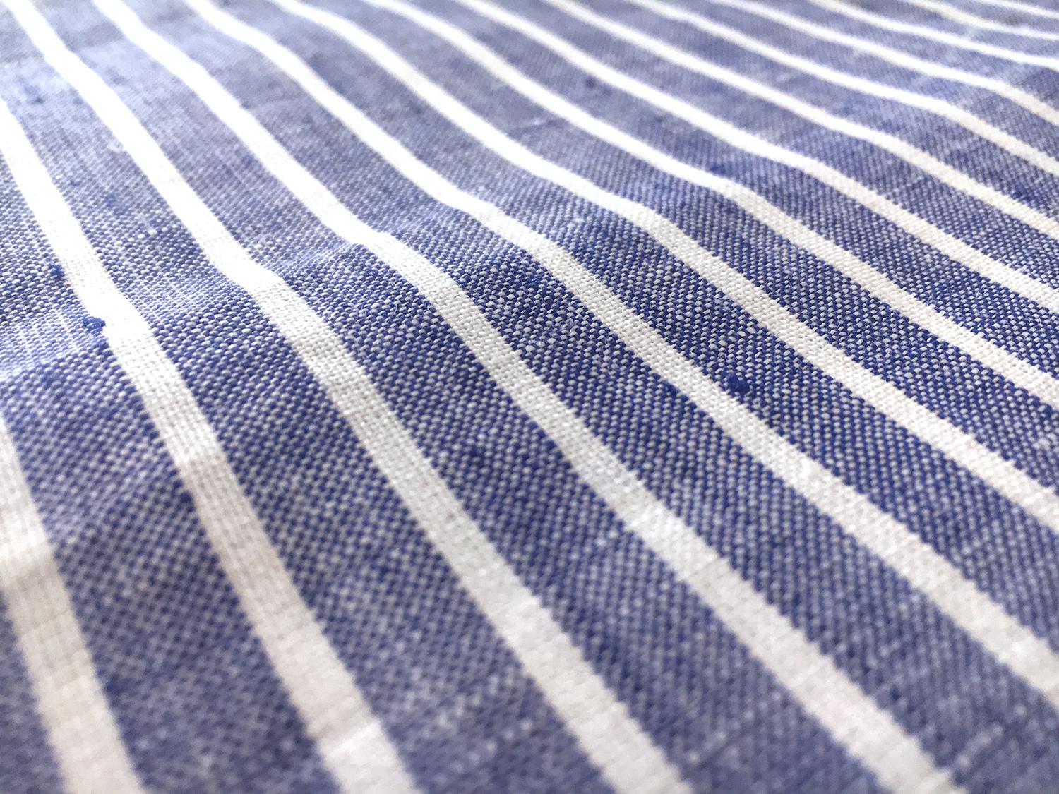 Linen Handkerchief Woven Stripe in Royal2
