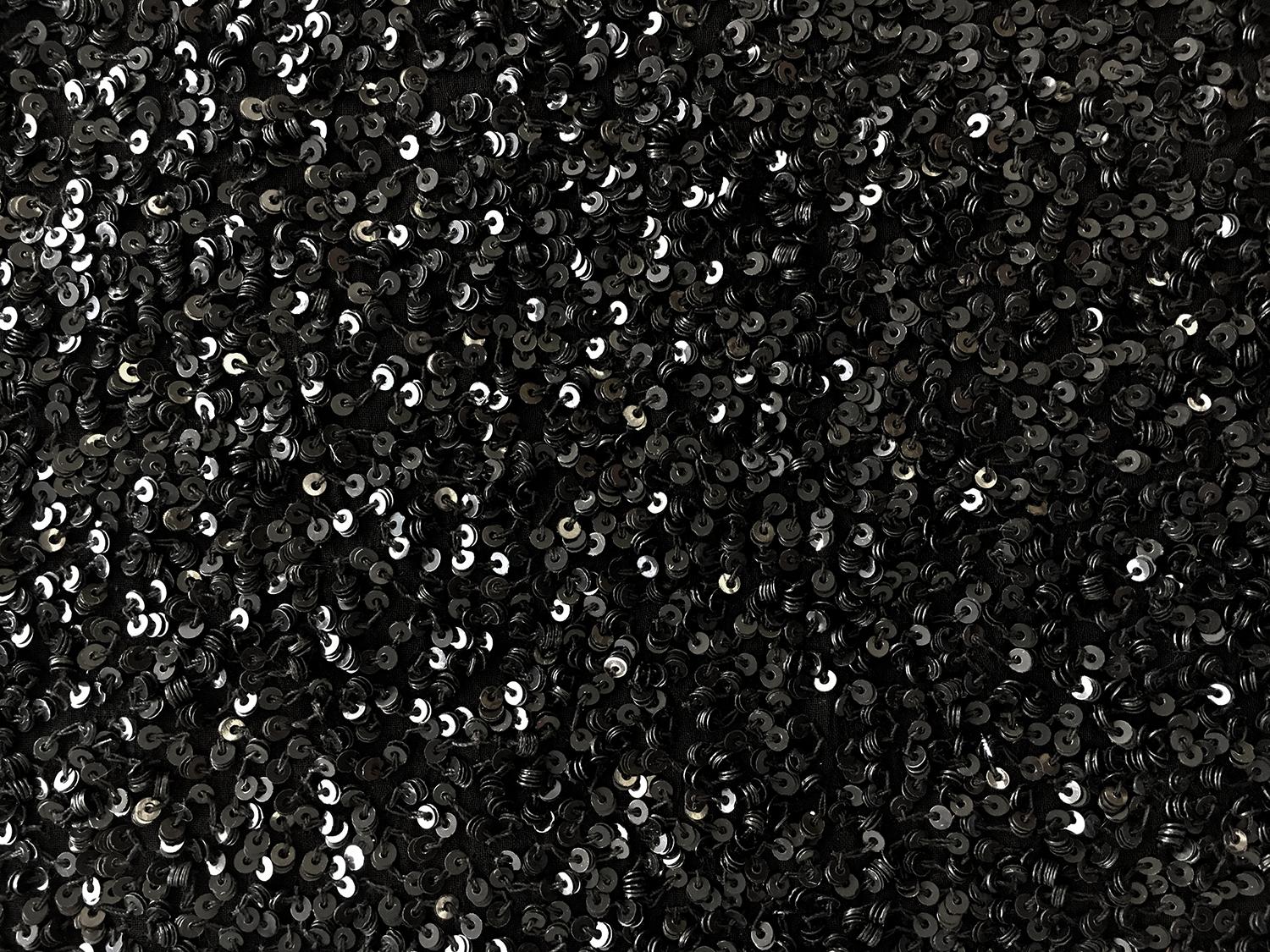 Shiny Black Sequins on Silk Chiffon 0
