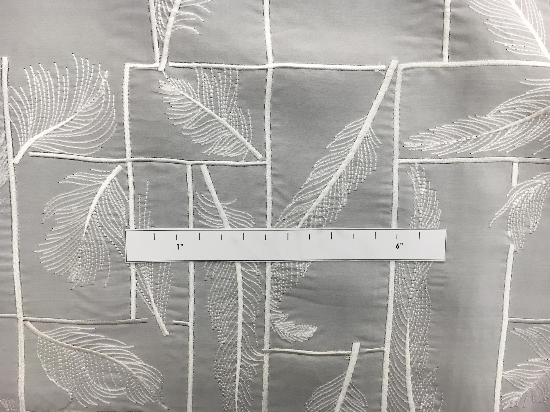 Silk Satin Organza with Embroidered Squares and Feathers1