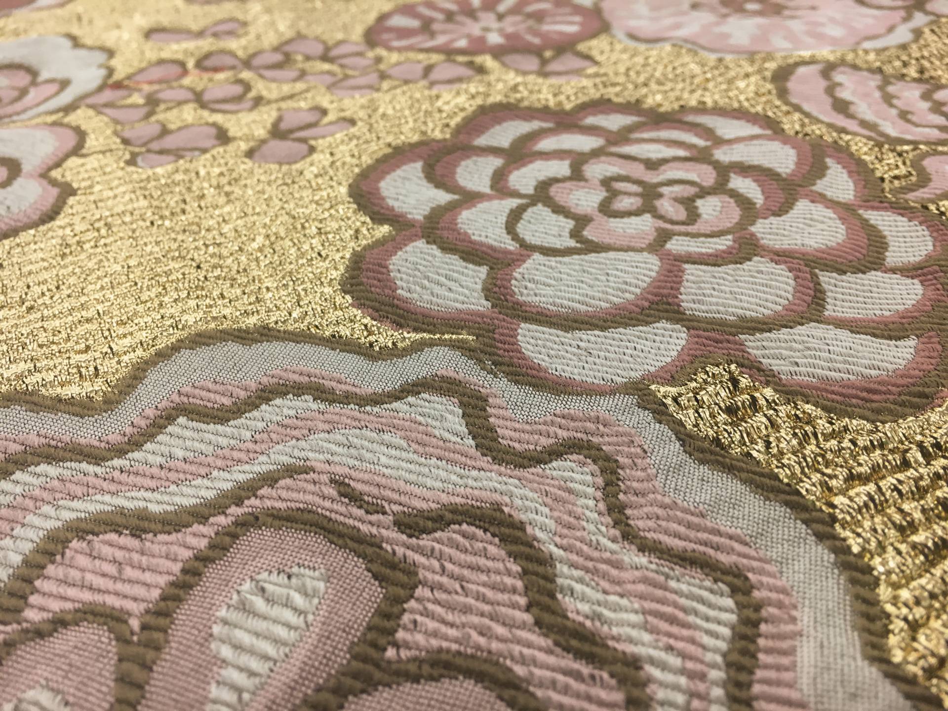 Metallic Burnout Fil Coupe with Large Florals on Metallic Gold Organza2