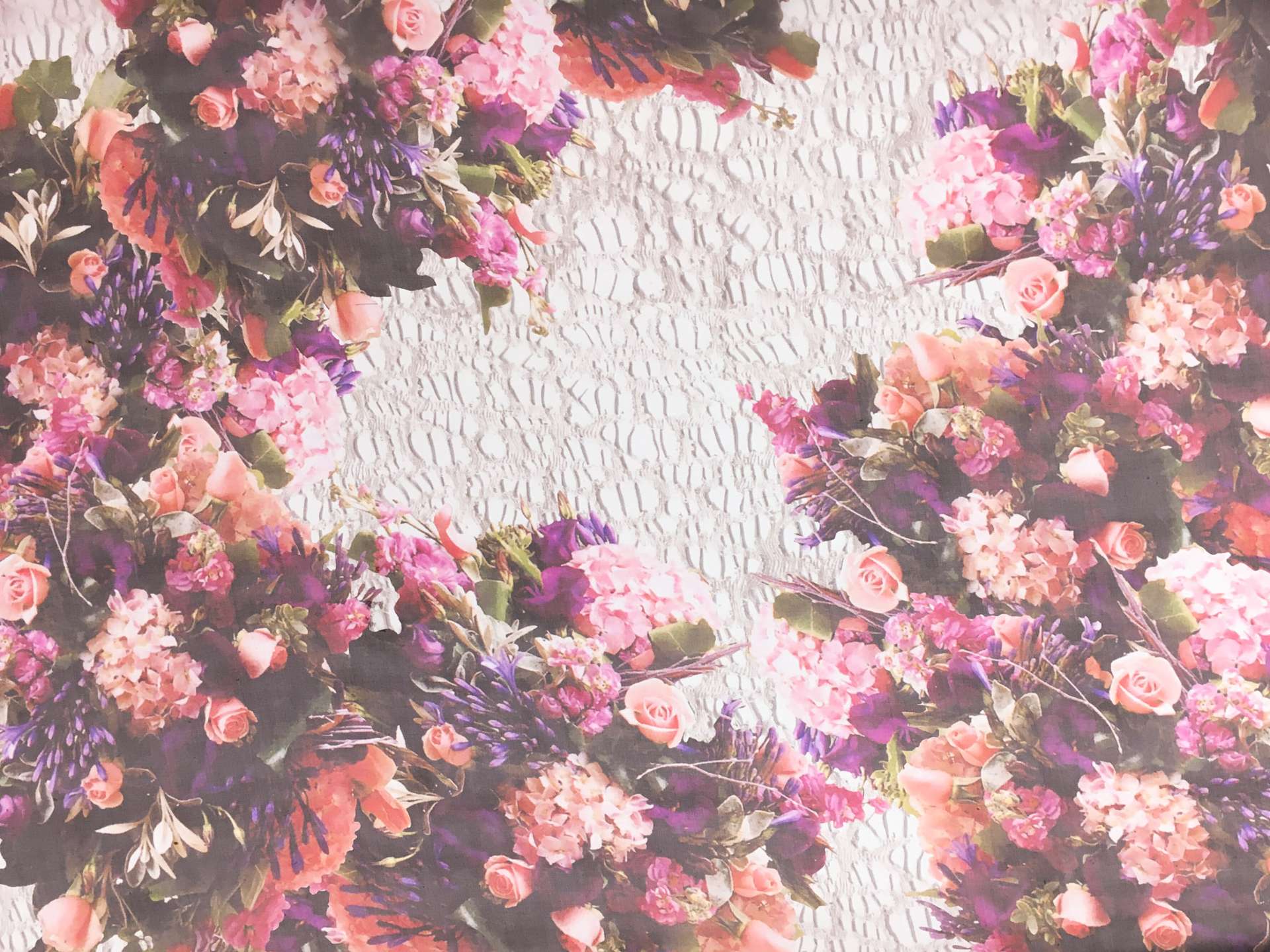 Printed Silk Organza with Floral Bouquets0