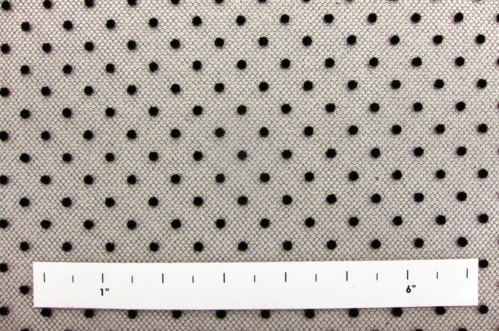 Polka Dot Flocking on Metallic Tulle in Gold1