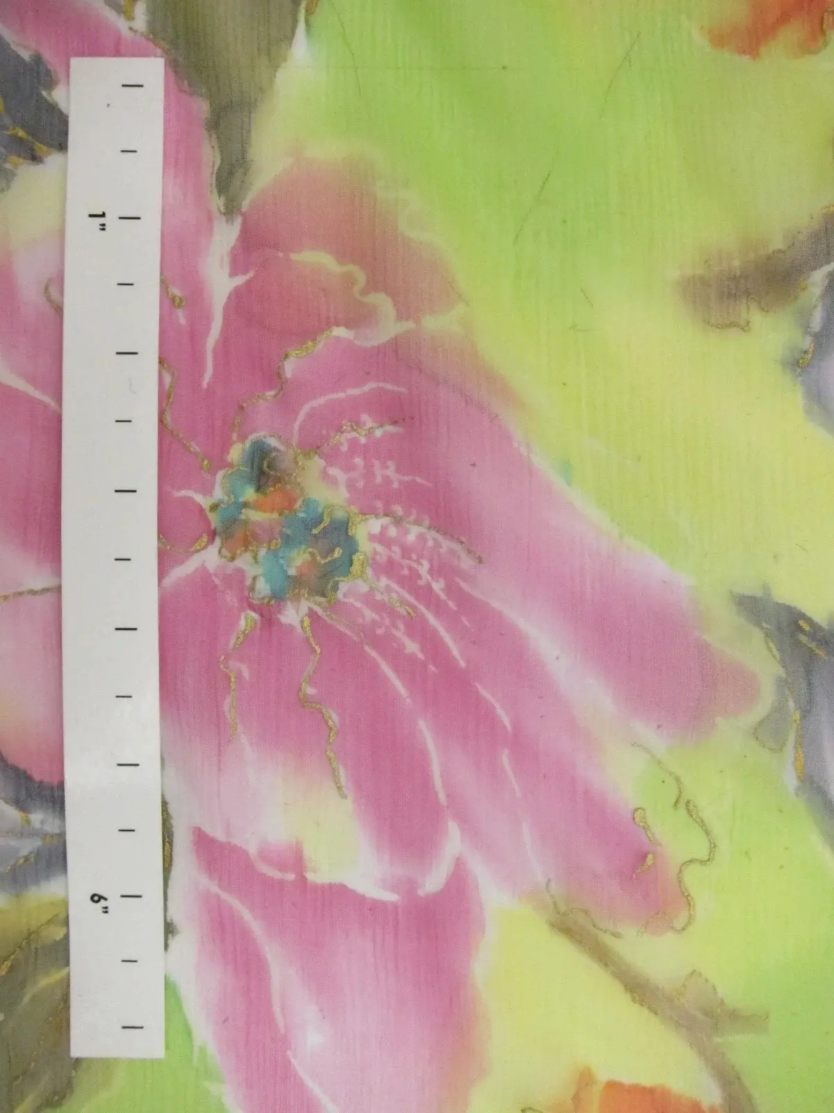 Hand Painted and Printed Silk Crinkle Chiffon0