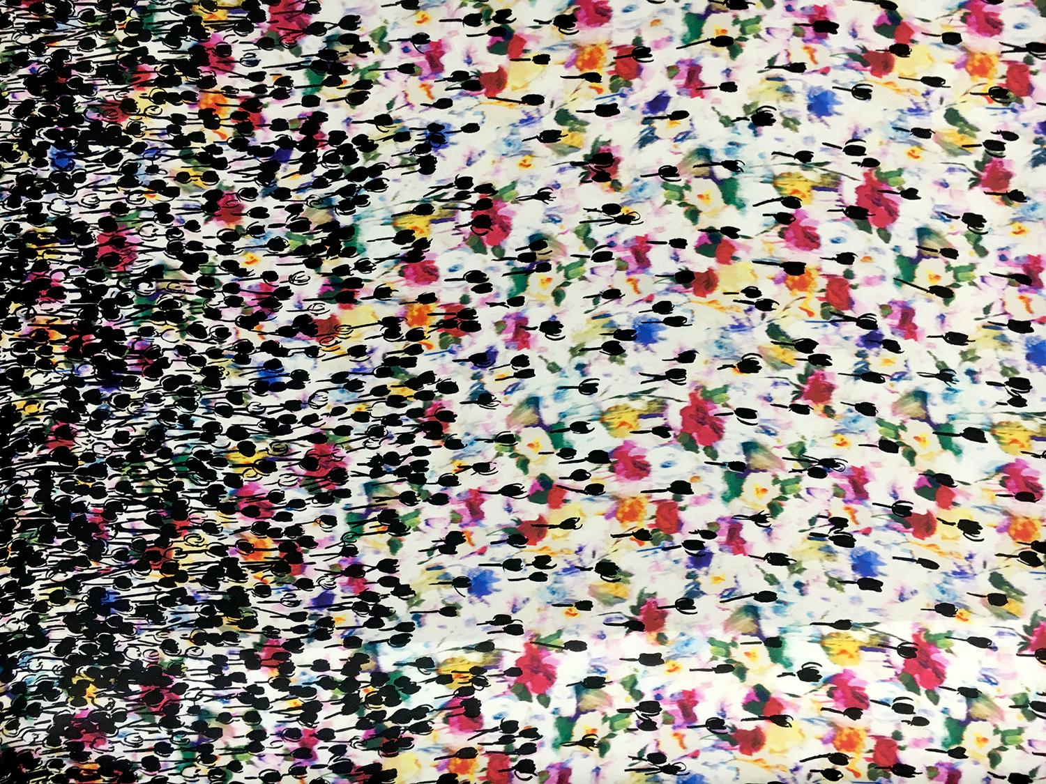 Printed Silk Gazar with Degradé Abstract Tulips0