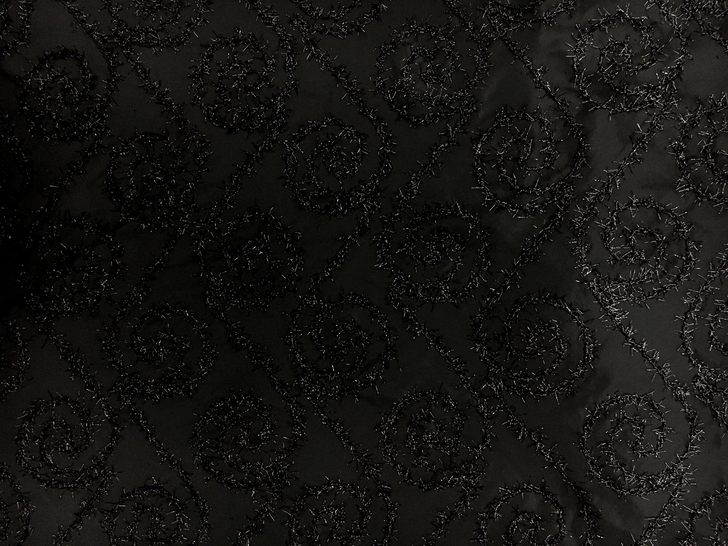 Polyester Taffeta with Lurex Embroidered Swirls2