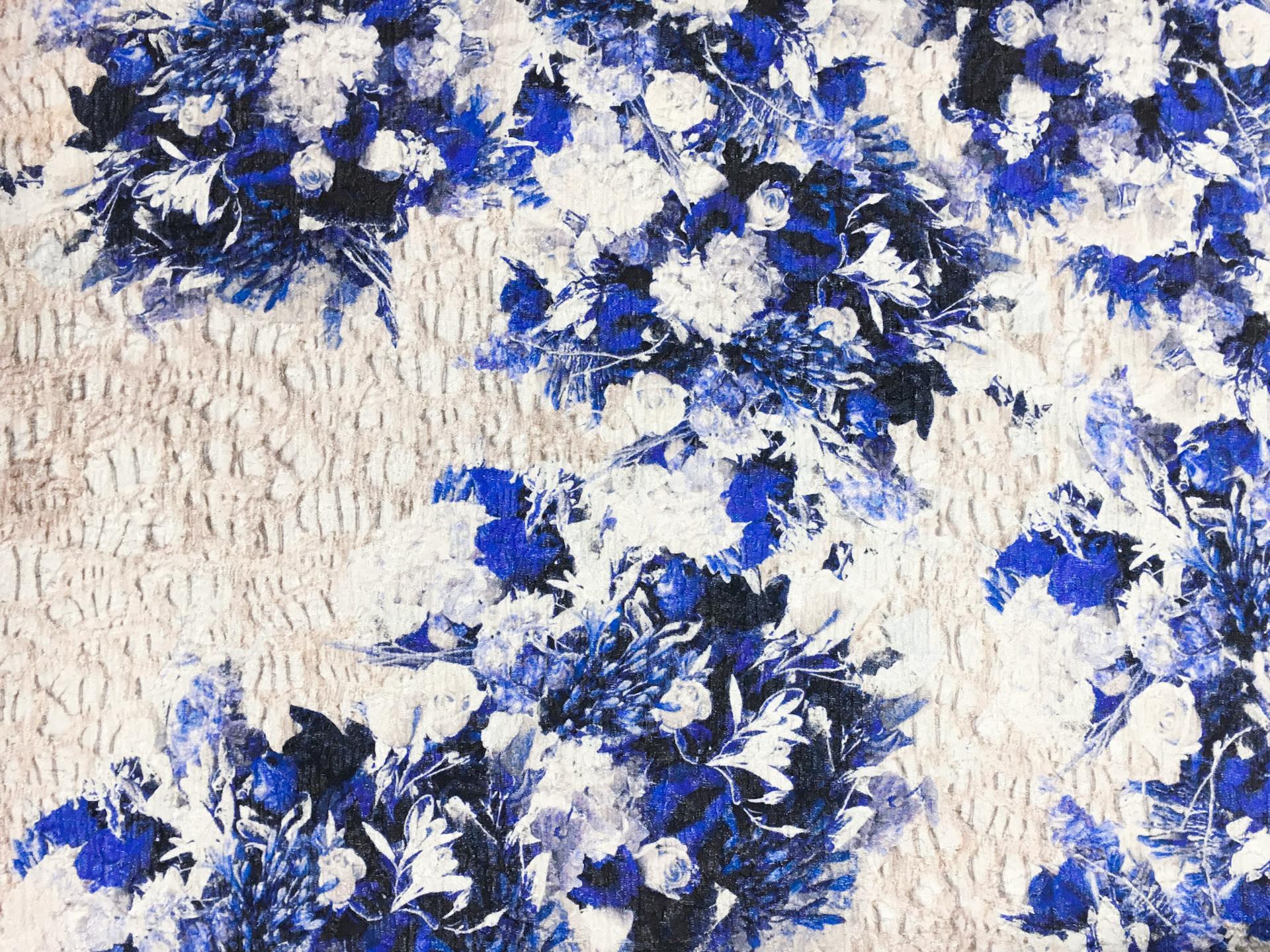 Metallic Silk Blend Matelassé with Floral Bouquets