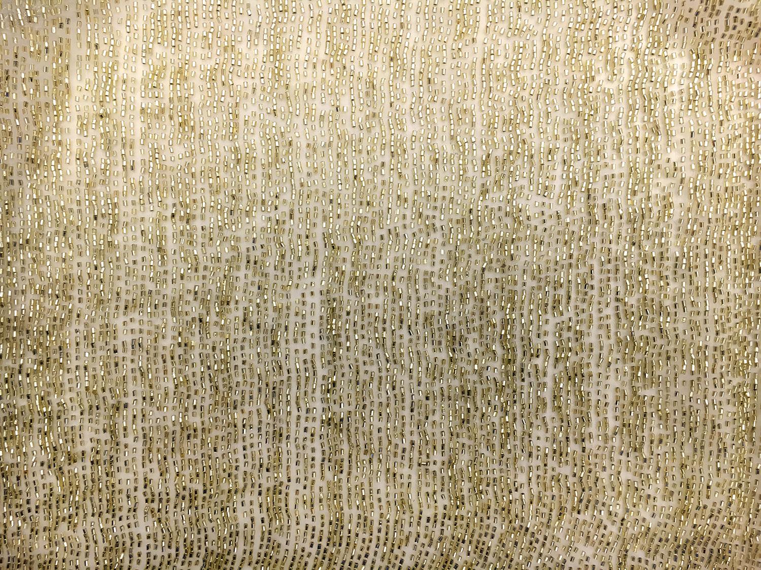 Micro Bugle Beads on Organza in Gold2