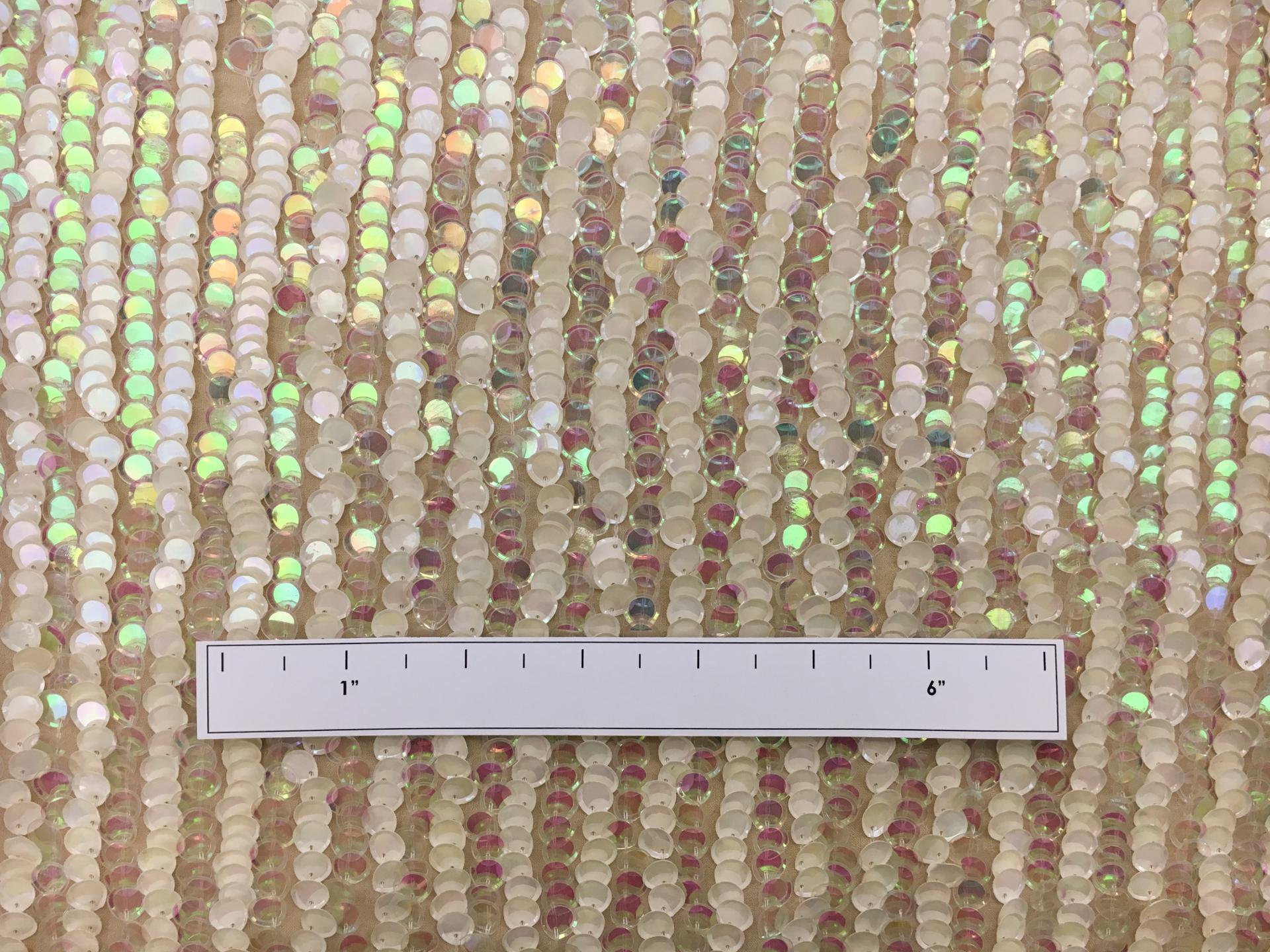 Rows of Opalescent and Ivory Pailettes on Silk Chiffon1
