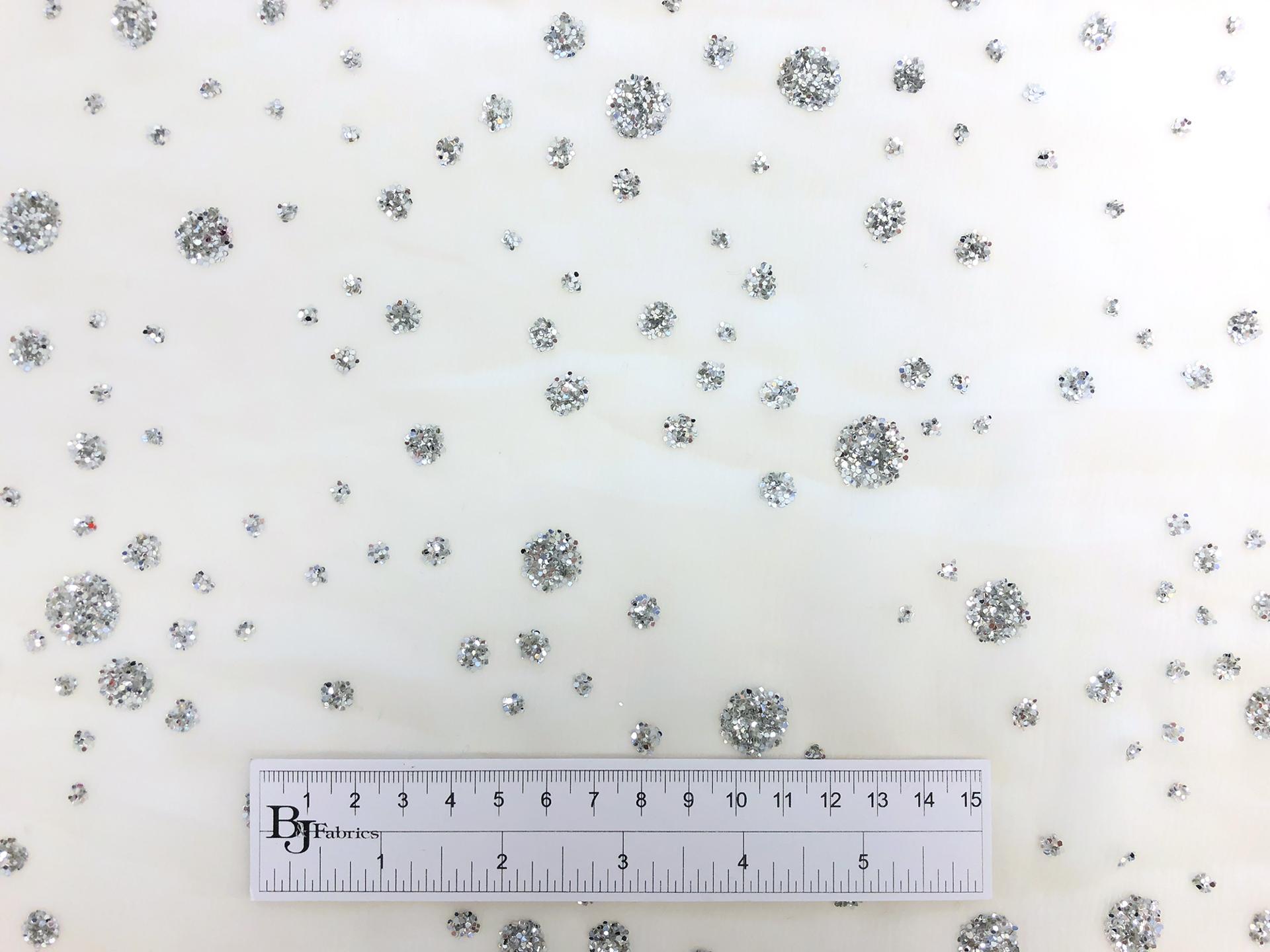 Flocked Glitter on White Silk Chiffon 3