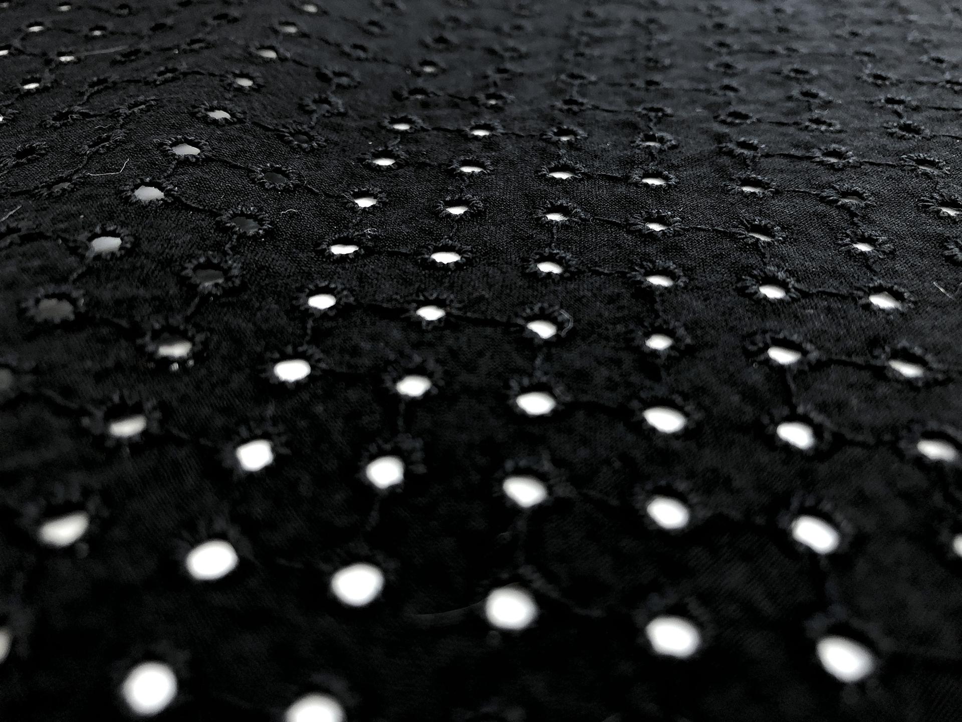 Cotton Eyelet with Scalloped Edge in Black1