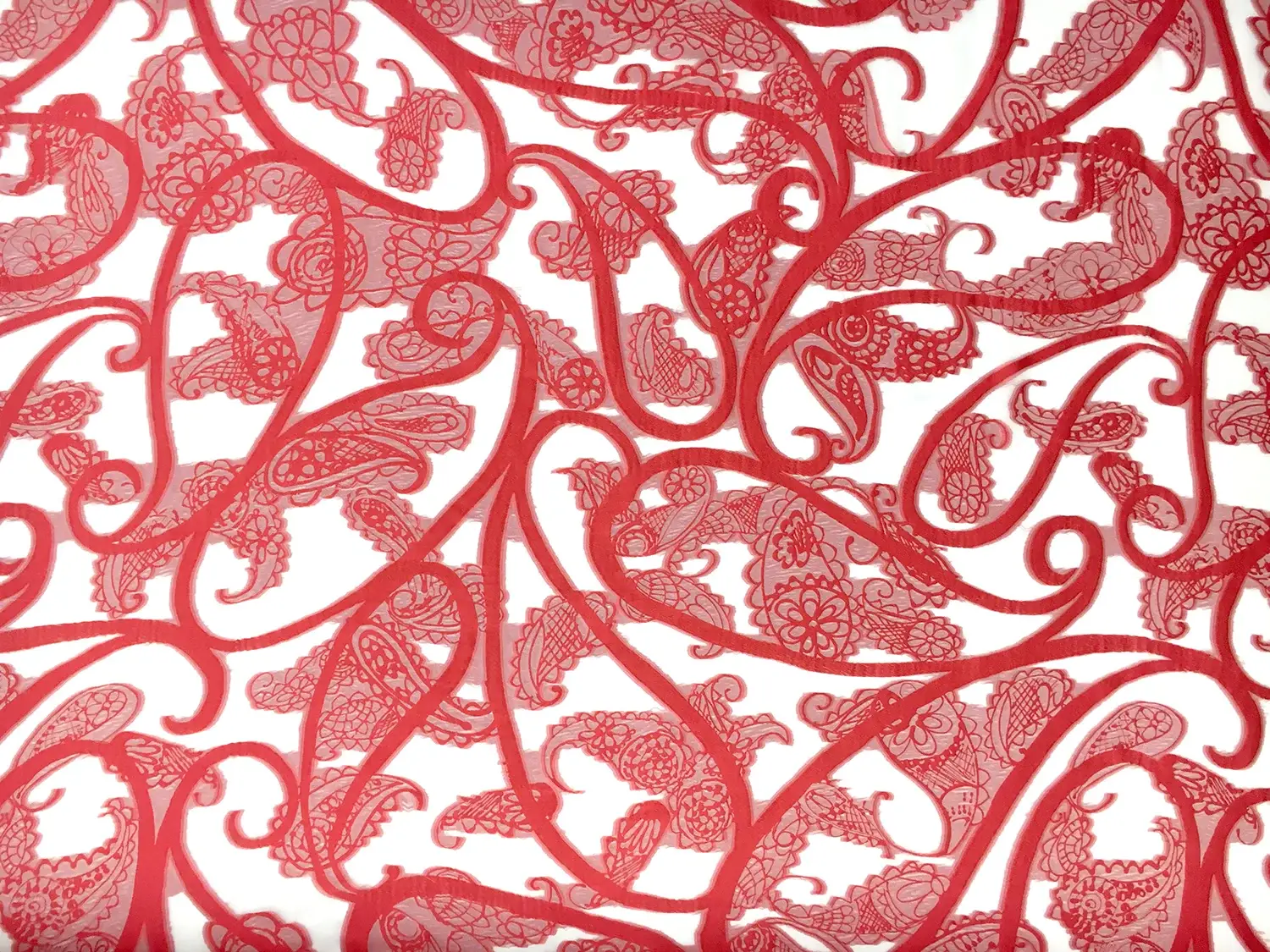 Silk and Viscose Blend Fil Coupé Chiffon with Mixed Paislies0
