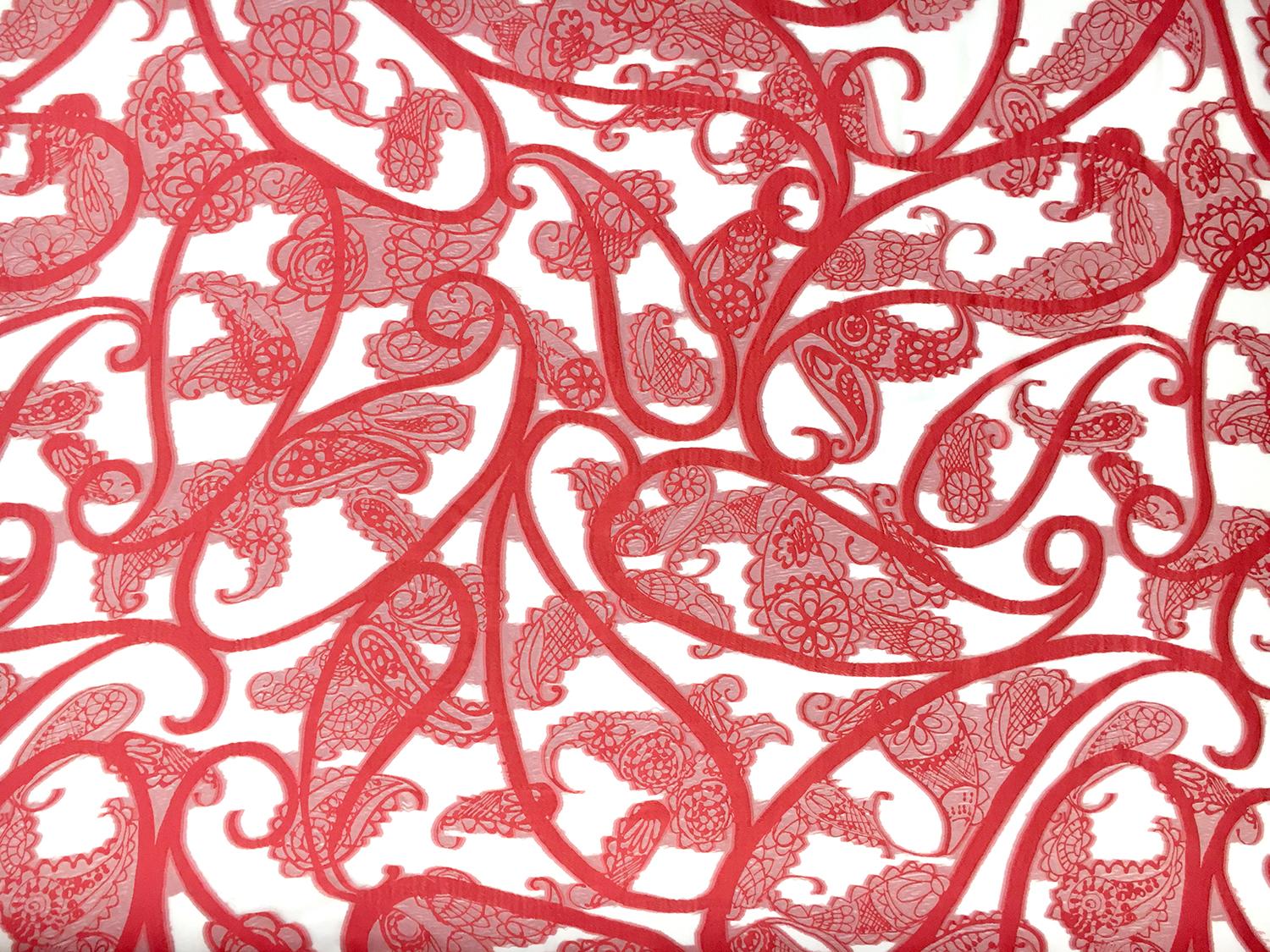 Silk and Viscose Blend Fil Coupé Chiffon with Mixed Paislies0