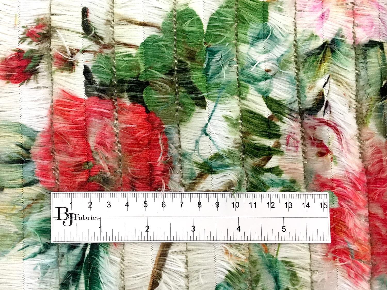 Metallic Lightweight Satin with Floral Printed Eyelashes1