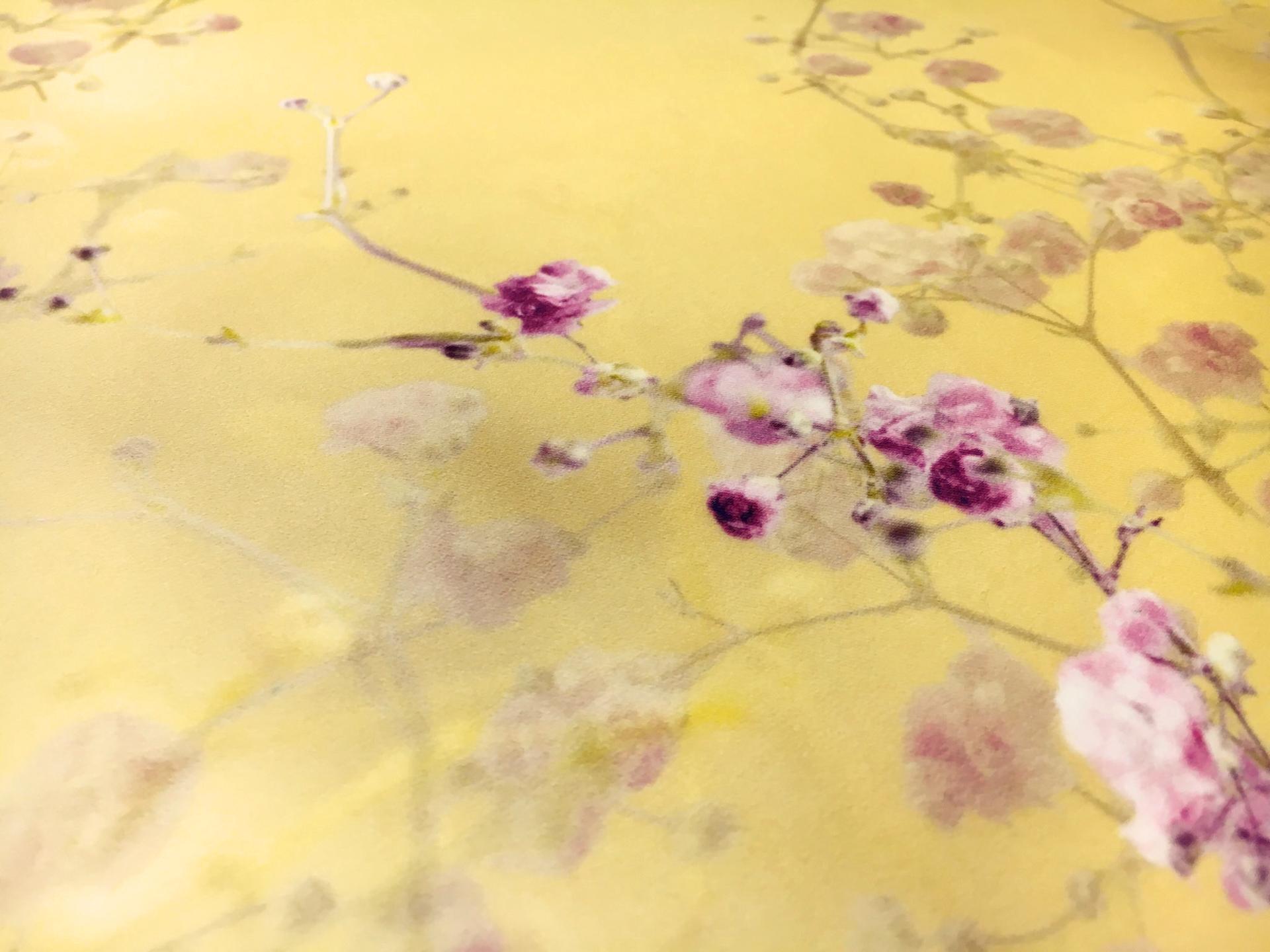 Printed Silk Satin Organza with Cherry Blossoms2