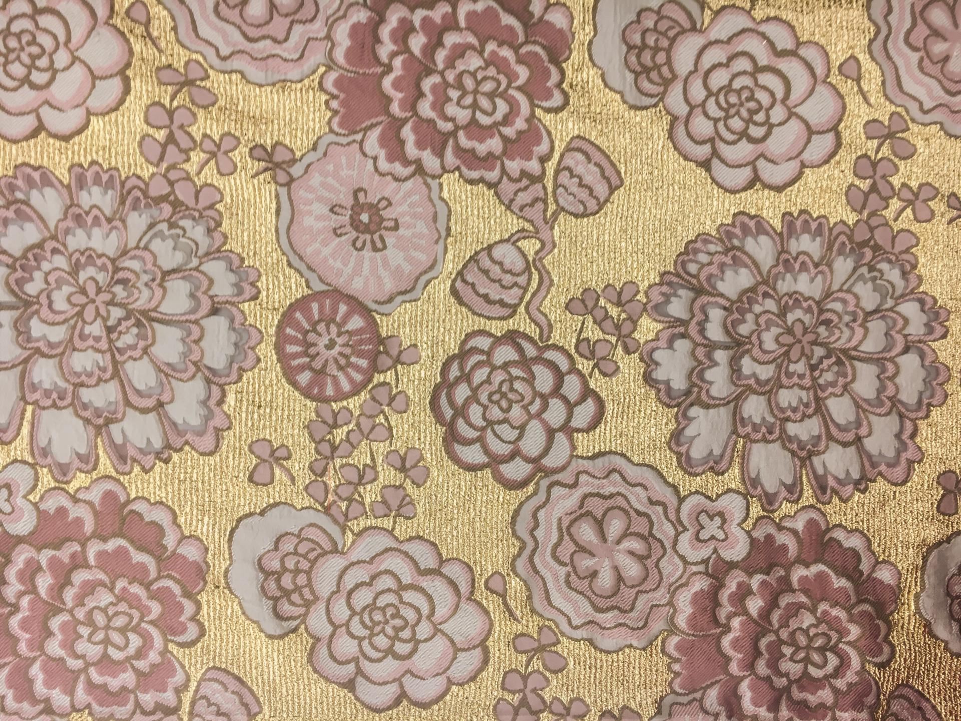 Metallic Burnout Fil Coupe with Large Florals on Metallic Gold Organza0