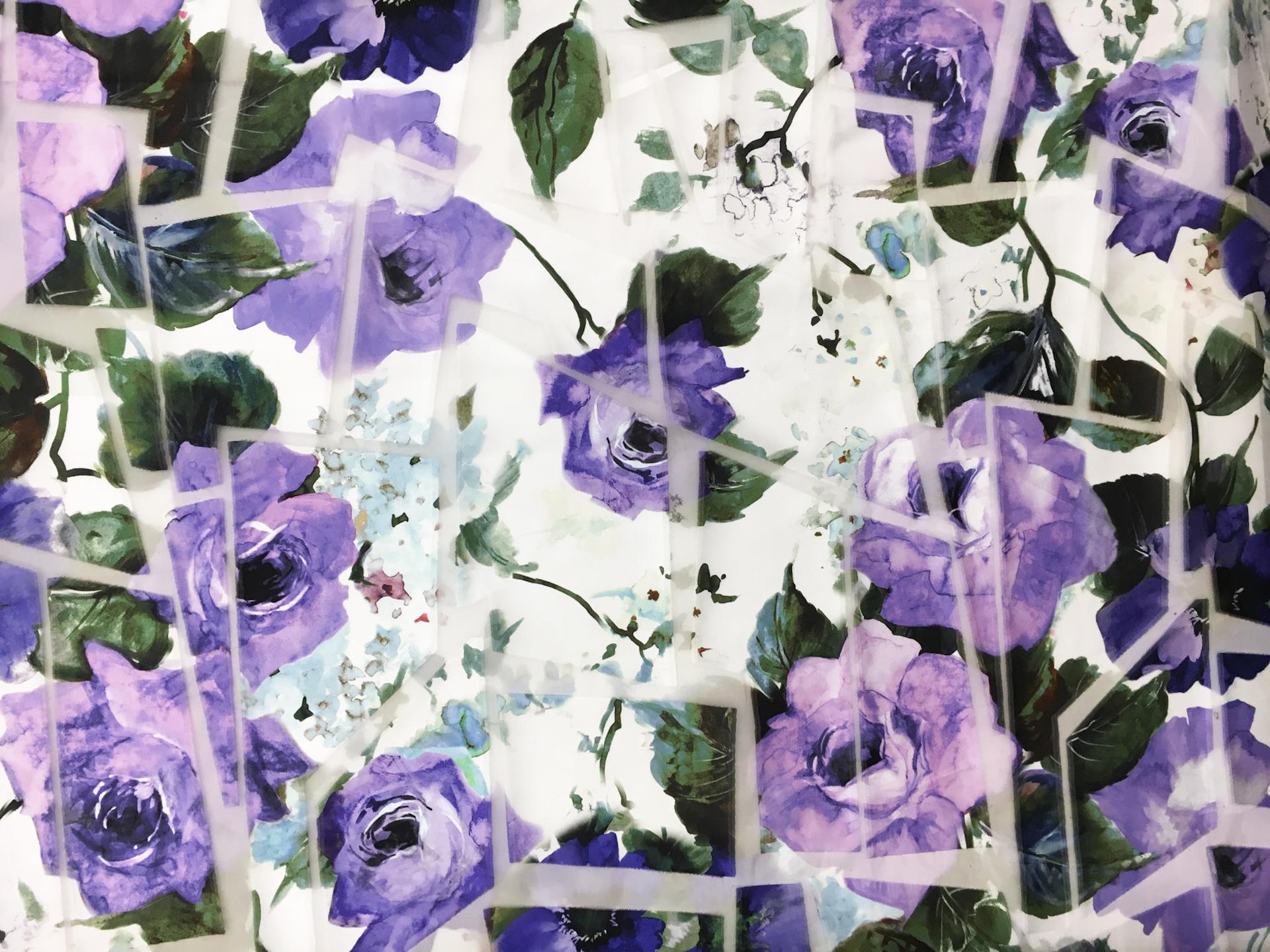 Floral Polyester and Silk Blend Organza with Burnout Geometric Patterns0