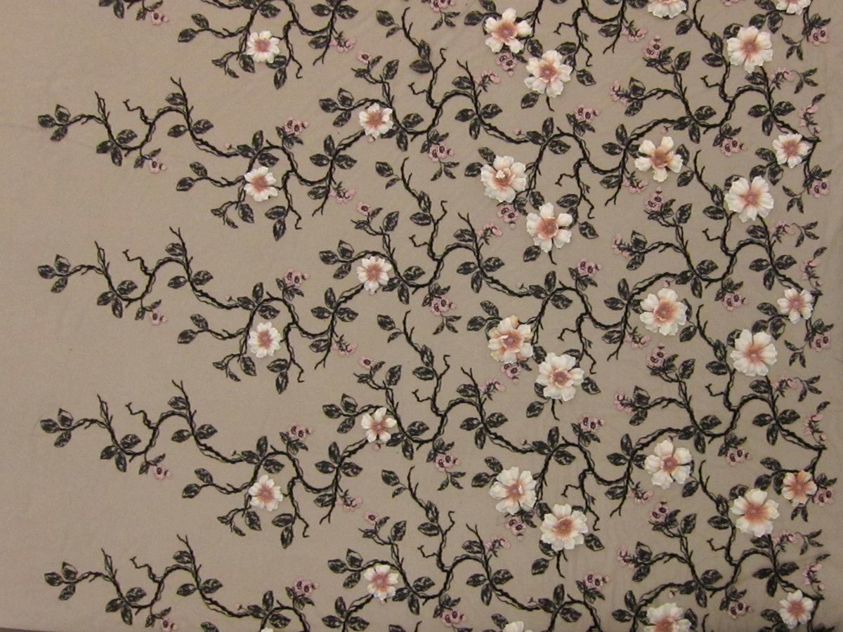 3D Flowers on Embroidered Tulle0