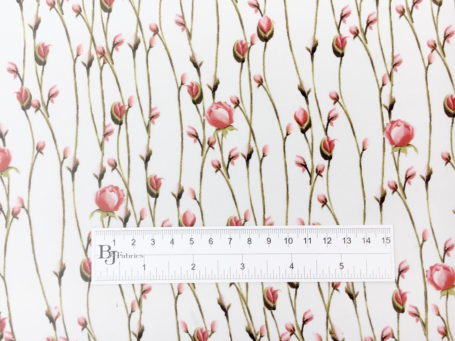 Printed Silk Crepe de Chine with Baby Rosebuds1