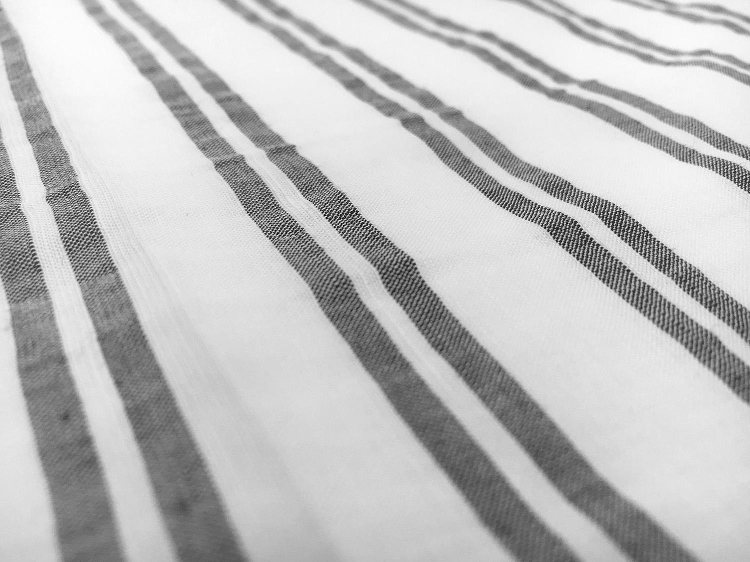 Rayon Linen Woven Stripe in White and Black3