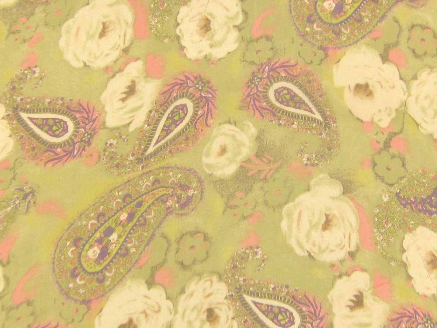 Printed Silk Chiffon with Small Paisleys and Flowers0